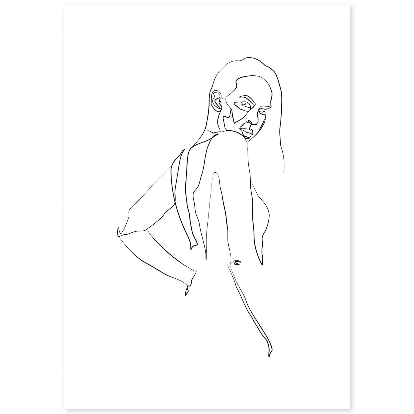 Posters de dibujos y bocetos a una linea. Lámina nordica de Rostro mujer y espalda.-Artwork-Nacnic-A4-Sin marco-Nacnic Estudio SL