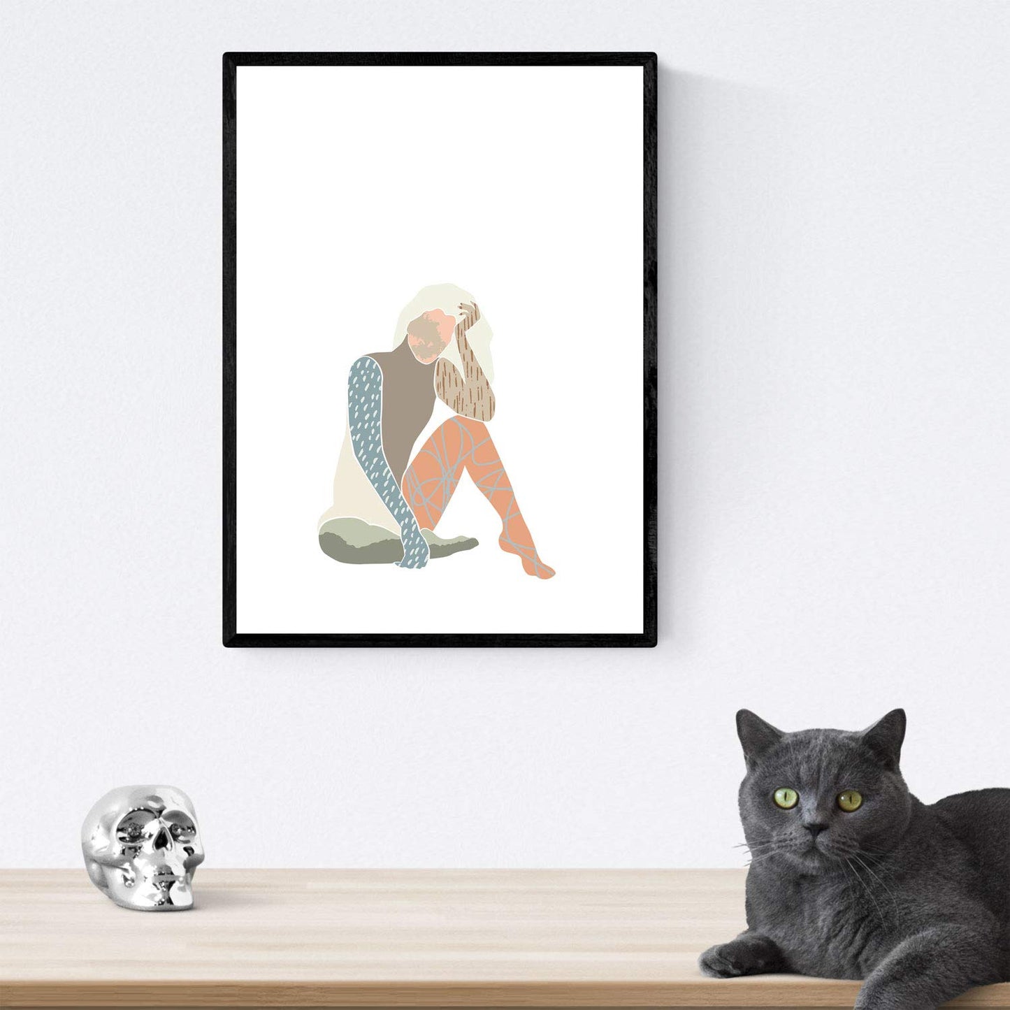 Posters de figuras femeninas tonos pastel y estilo nordico. Mujeres posando. Boceto ilustracion mujer.-Artwork-Nacnic-Nacnic Estudio SL