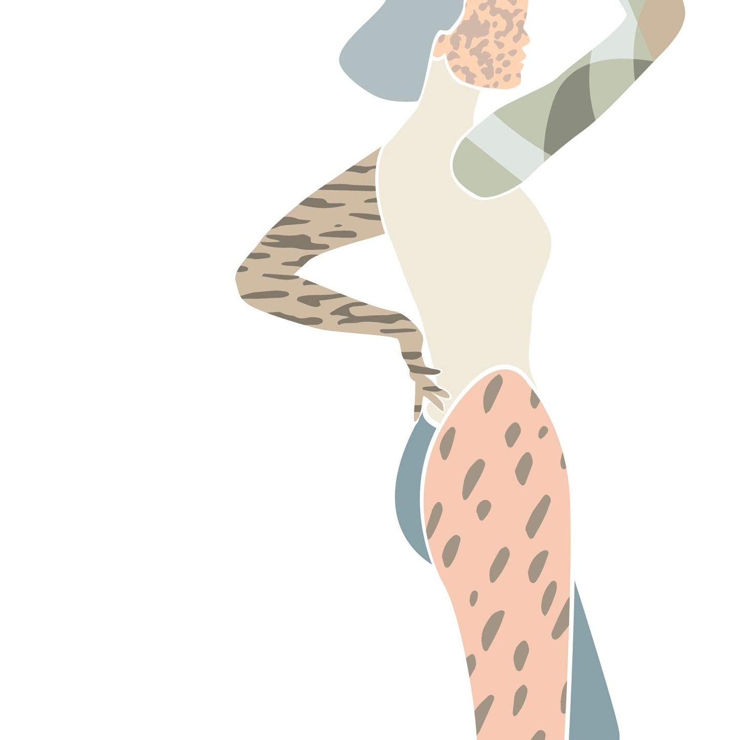 Posters de figuras femeninas tonos pastel y flores nordicas. Mujeres posando. Boceto ilustracion mujer.-Artwork-Nacnic-Nacnic Estudio SL