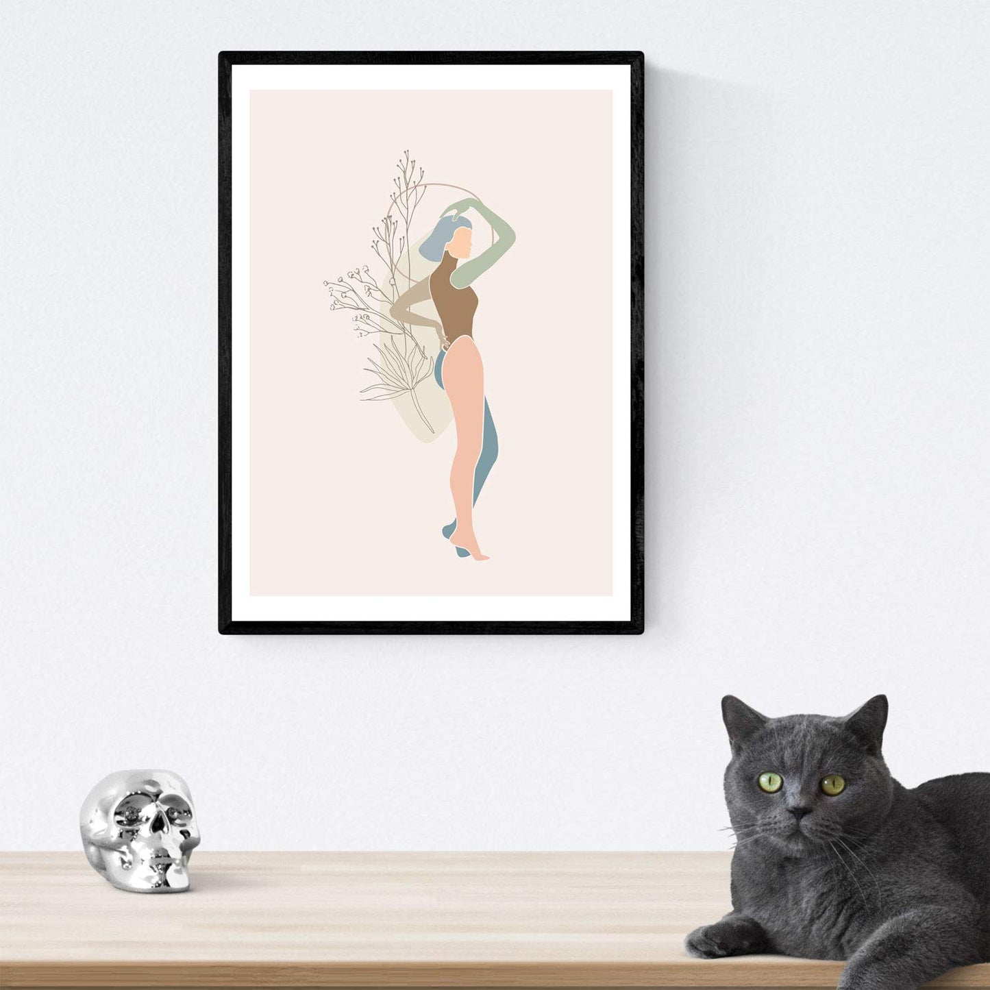 Posters de figuras femeninas tonos pastel y formas nordicas. Mujeres posando. Boceto ilustracion mujer.-Artwork-Nacnic-Nacnic Estudio SL