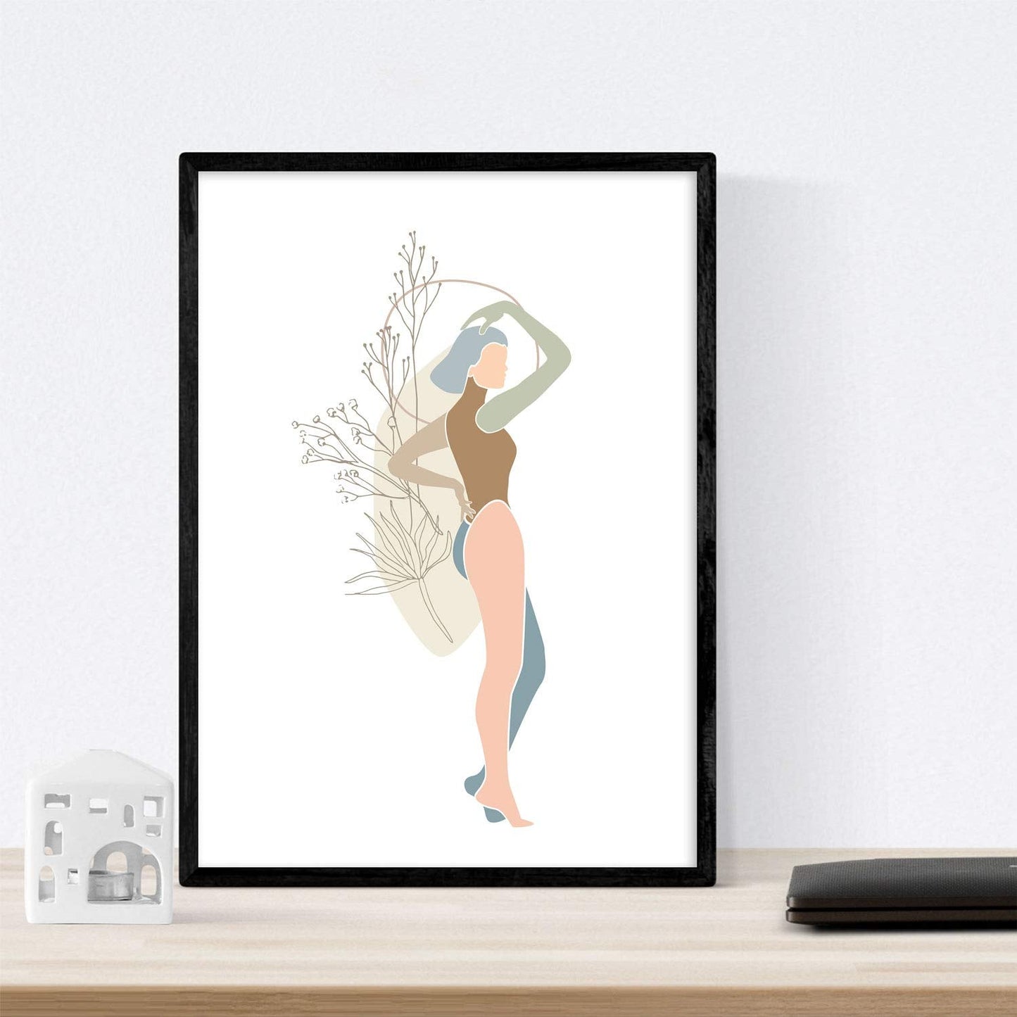 Posters de figuras femeninas tonos pastel y mezcla floral. Mujeres posando. Boceto ilustracion mujer.-Artwork-Nacnic-Nacnic Estudio SL