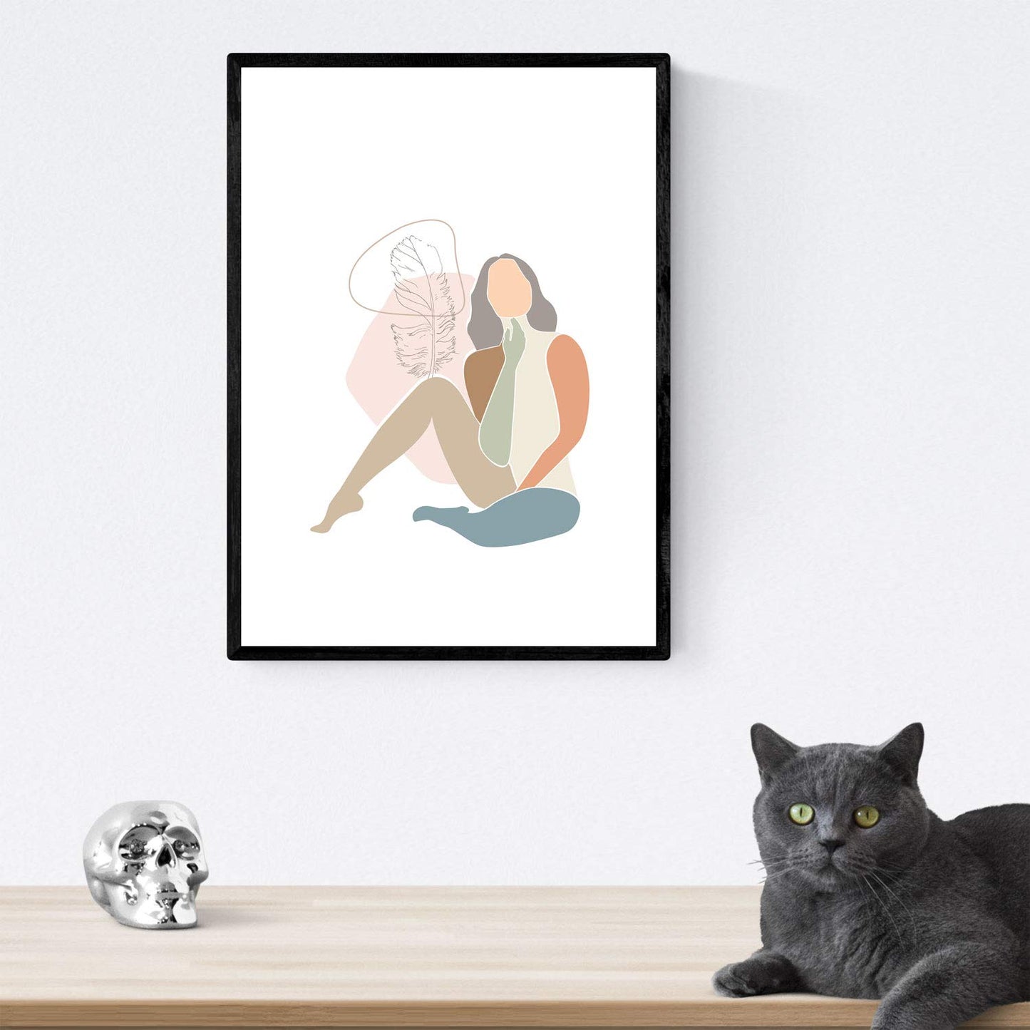 Posters de figuras femeninas tonos pastel y mezcla floral. Mujeres posando. Boceto ilustracion mujer.-Artwork-Nacnic-Nacnic Estudio SL