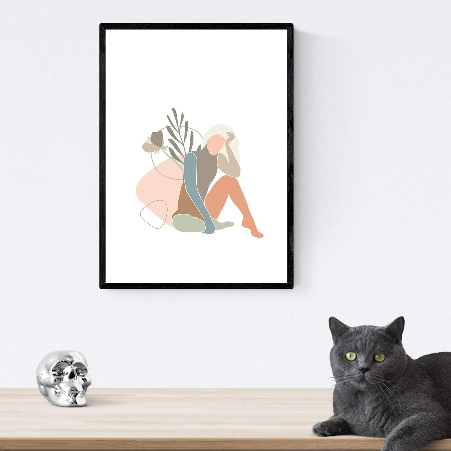 Posters de figuras femeninas tonos pastel y mezcla floral. Mujeres posando. Boceto ilustracion mujer.-Artwork-Nacnic-Nacnic Estudio SL
