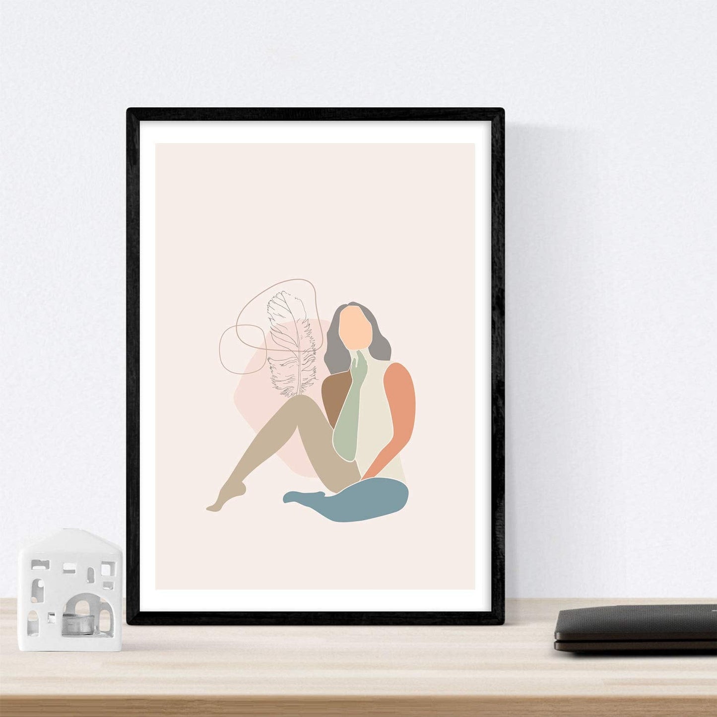 Posters de figuras femeninas y formas tonos pastel. Mujeres posando. Boceto ilustracion mujer.-Artwork-Nacnic-Nacnic Estudio SL