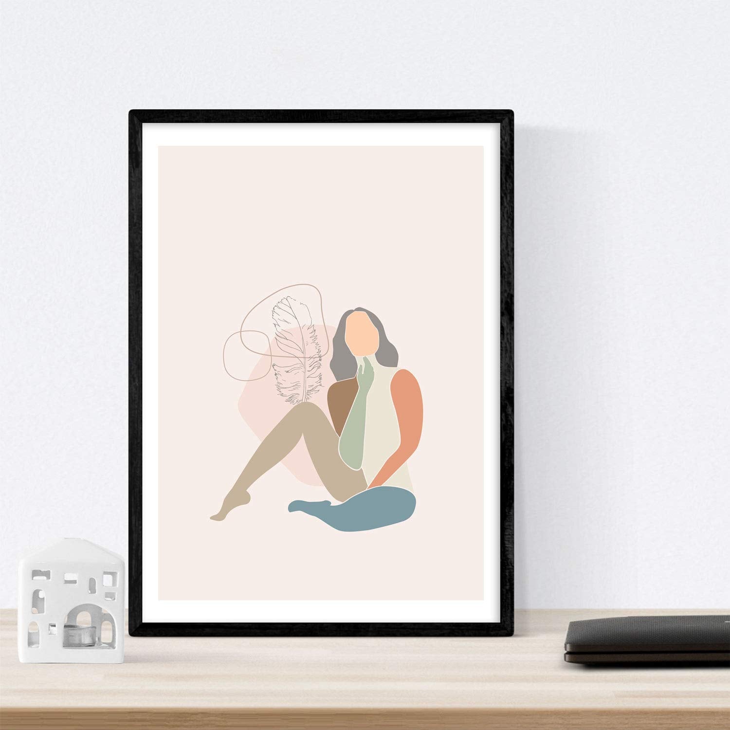 Posters de figuras femeninas y formas tonos pastel. Mujeres posando. Boceto ilustracion mujer.-Artwork-Nacnic-Nacnic Estudio SL