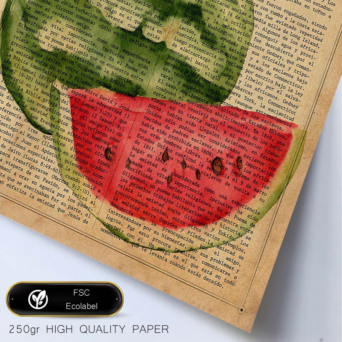 Posters de frutas con texto. Lámina Bodegón de Sandías con imágenes de alimentación saludable con definiciones.-Artwork-Nacnic-Nacnic Estudio SL