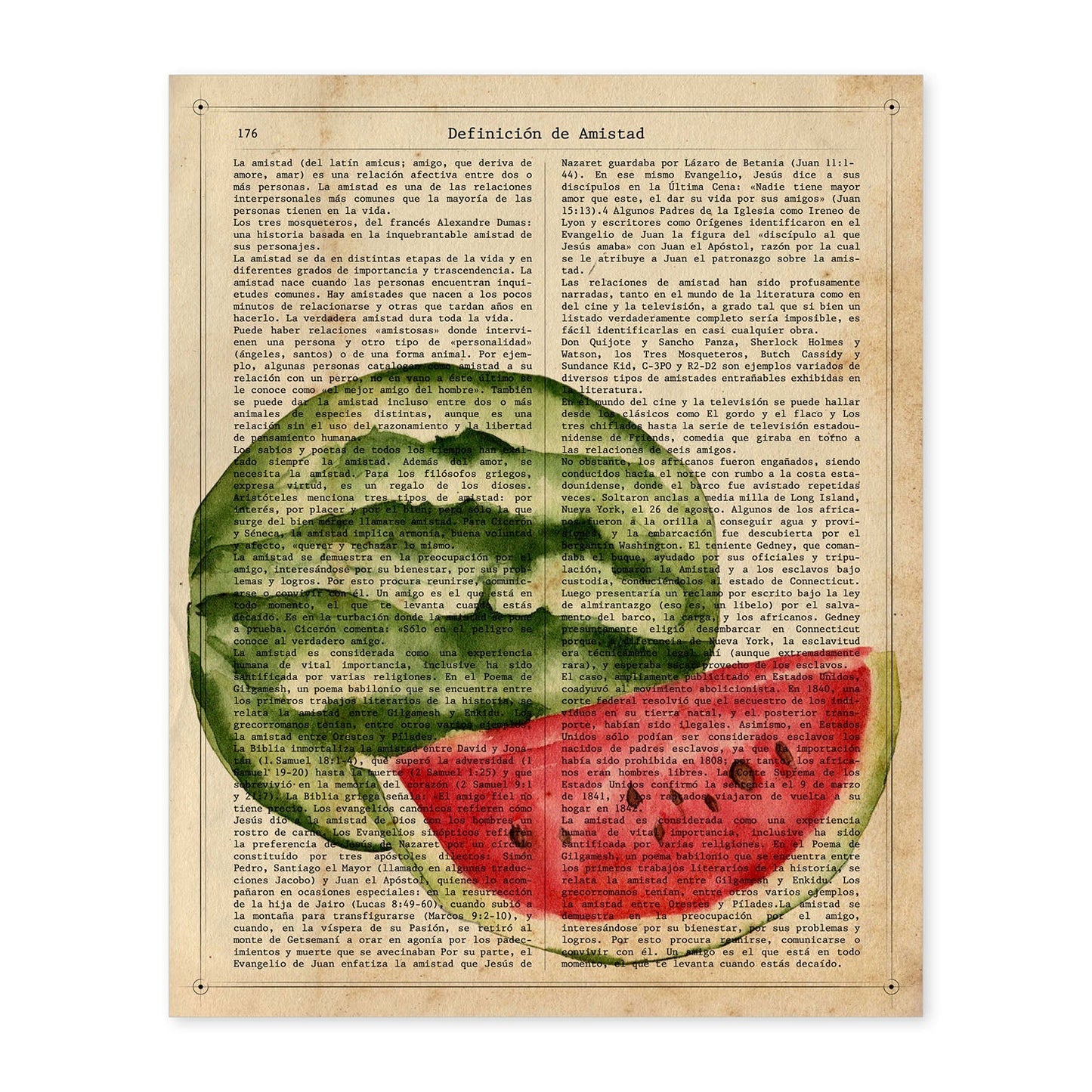 Posters de frutas con texto. Lámina Bodegón de Sandías con imágenes de alimentación saludable con definiciones.-Artwork-Nacnic-A4-Sin marco-Nacnic Estudio SL