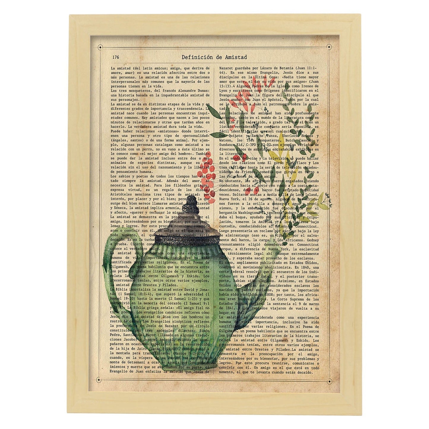 Posters de frutas con texto. Lámina La Hora del Té con imágenes de alimentación saludable con definiciones.-Artwork-Nacnic-A4-Marco Madera clara-Nacnic Estudio SL