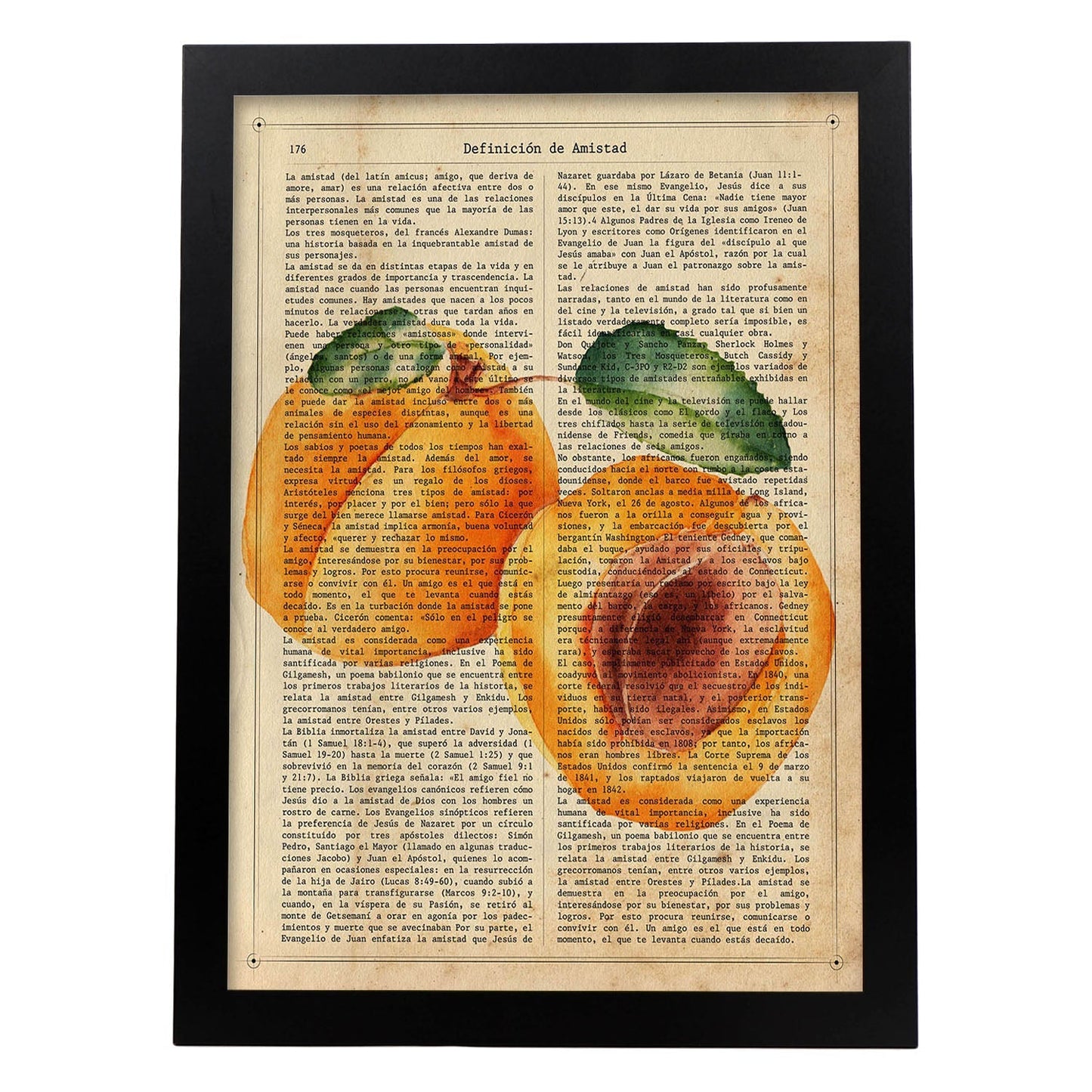 Posters de frutas con texto. Lámina Melocotón abierto con imágenes de alimentación saludable con definiciones.-Artwork-Nacnic-A3-Marco Negro-Nacnic Estudio SL