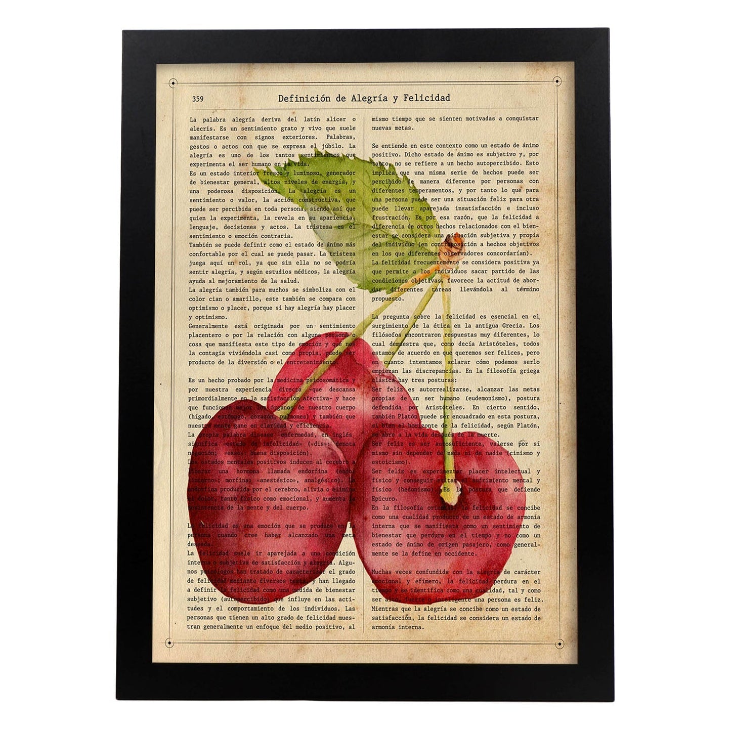 Posters de frutas con texto. Lámina Triple Suerte con imágenes de alimentación saludable con definiciones.-Artwork-Nacnic-A3-Marco Negro-Nacnic Estudio SL