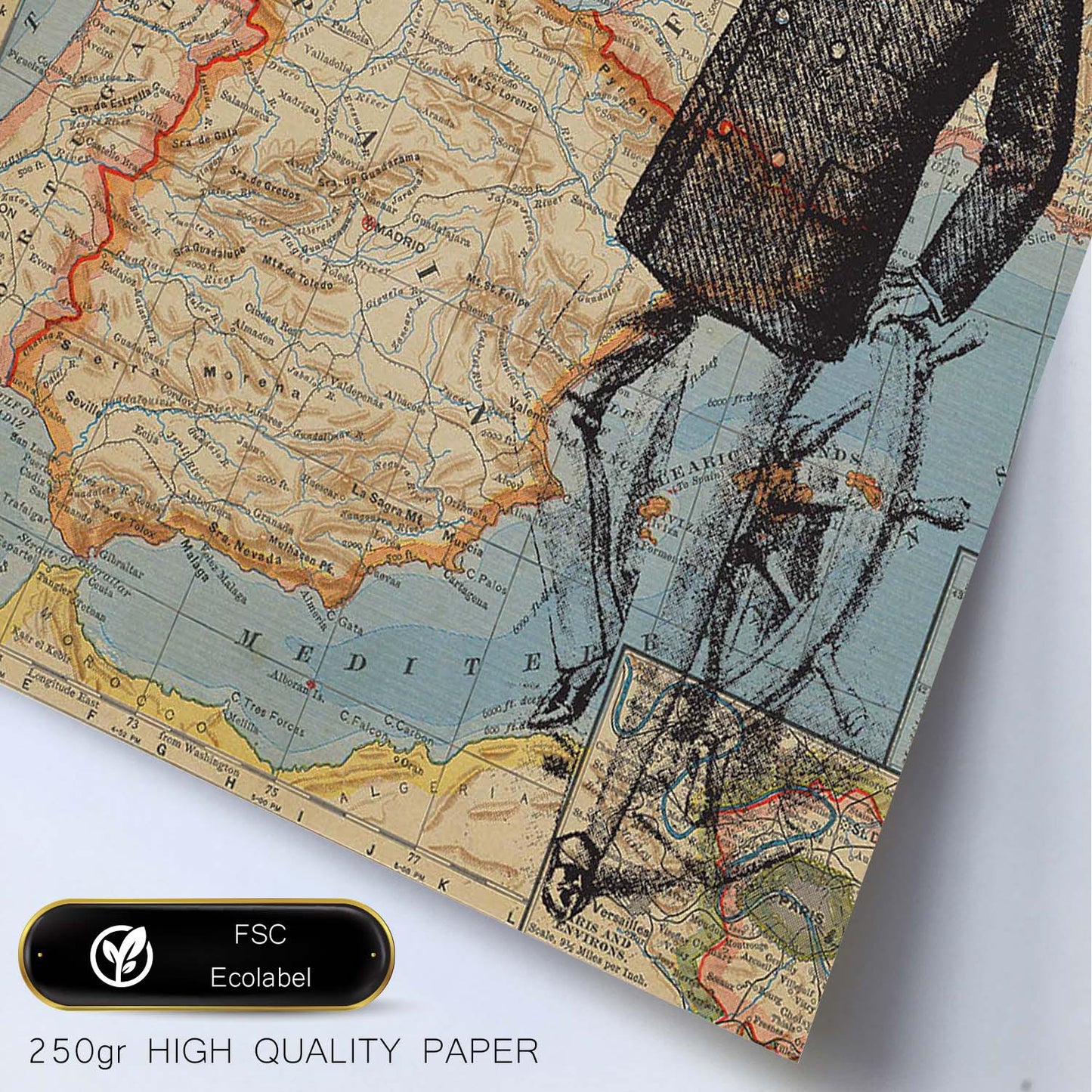 Posters de objetos sobre mapas. Lámina Tierra a la vista, con diseño de objetos sobre mapas vintage.-Artwork-Nacnic-Nacnic Estudio SL