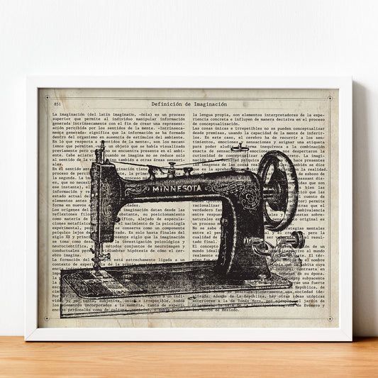 Posters de objetos vintage. Lámina Costura Vintage con imágenes de objetos e instrumentos vintage, con definiciones en español.-Artwork-Nacnic-Nacnic Estudio SL