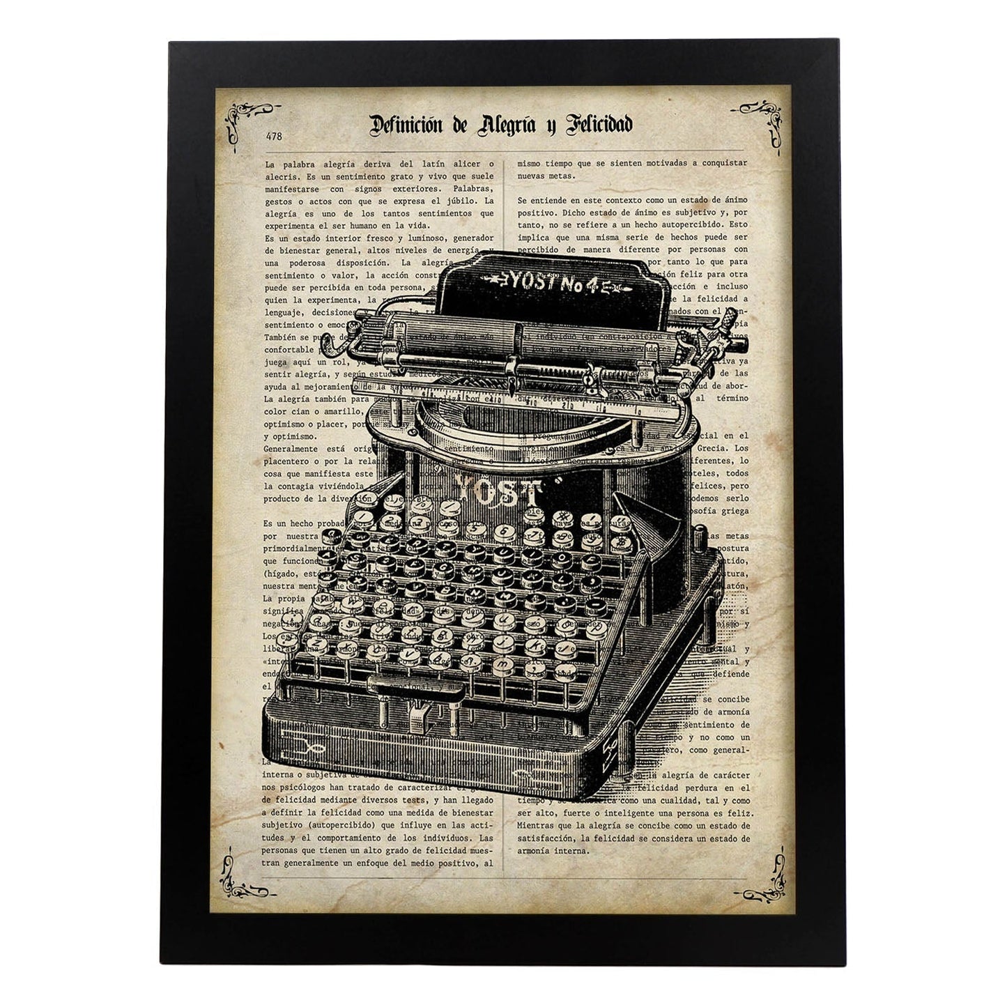 Posters de objetos vintage. Lámina Expresión Vintage con imágenes de objetos e instrumentos vintage, con definiciones en español.-Artwork-Nacnic-A4-Marco Negro-Nacnic Estudio SL