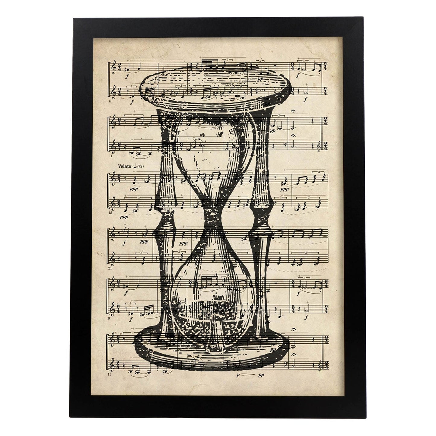 Posters de objetos vintage. Lámina Tempo con imágenes de objetos e instrumentos vintage, con definiciones en español.-Artwork-Nacnic-A4-Marco Negro-Nacnic Estudio SL
