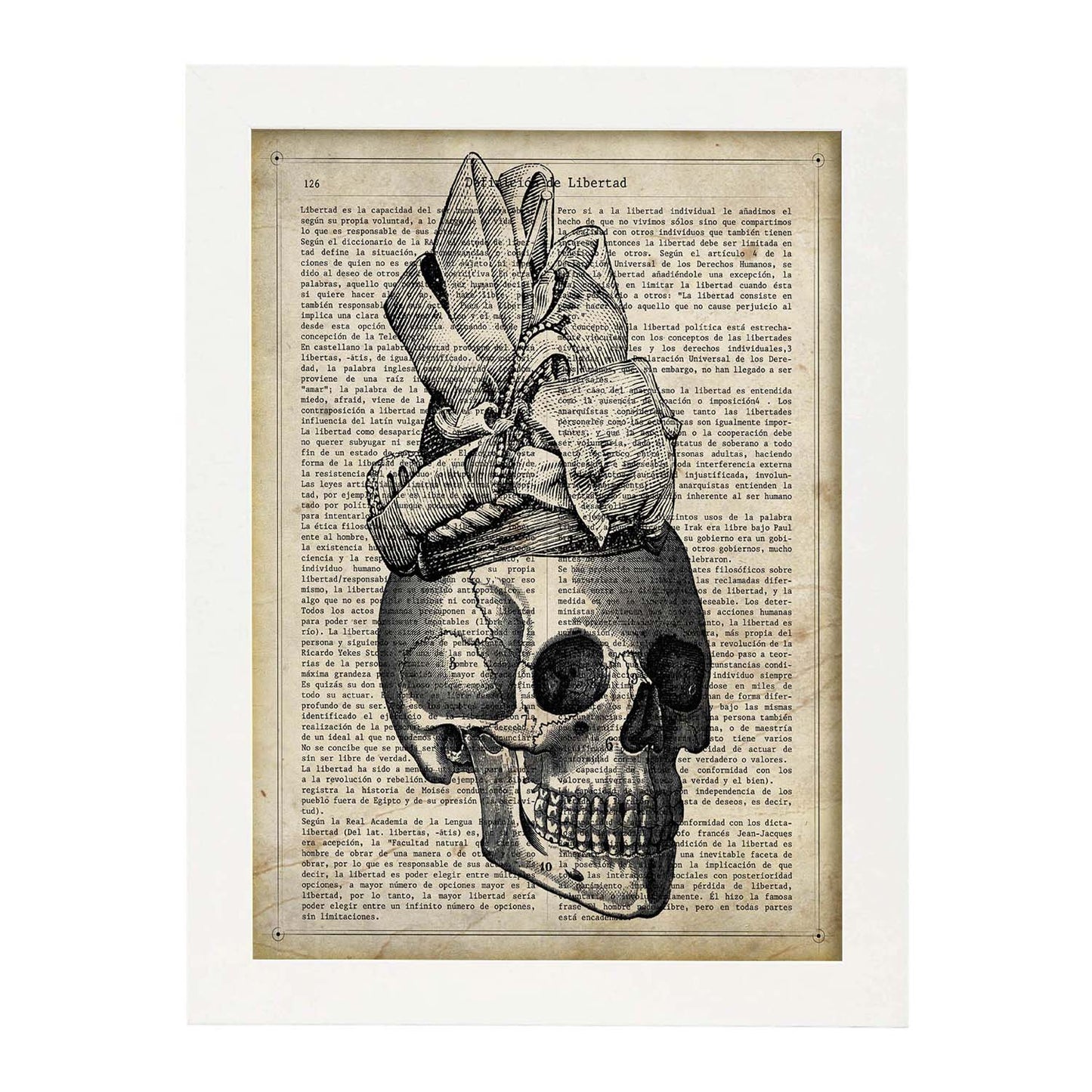 Posters de objetos vintage. Lámina Tu cara me Suena con imágenes de objetos e instrumentos vintage, con definiciones en español.-Artwork-Nacnic-A3-Marco Blanco-Nacnic Estudio SL