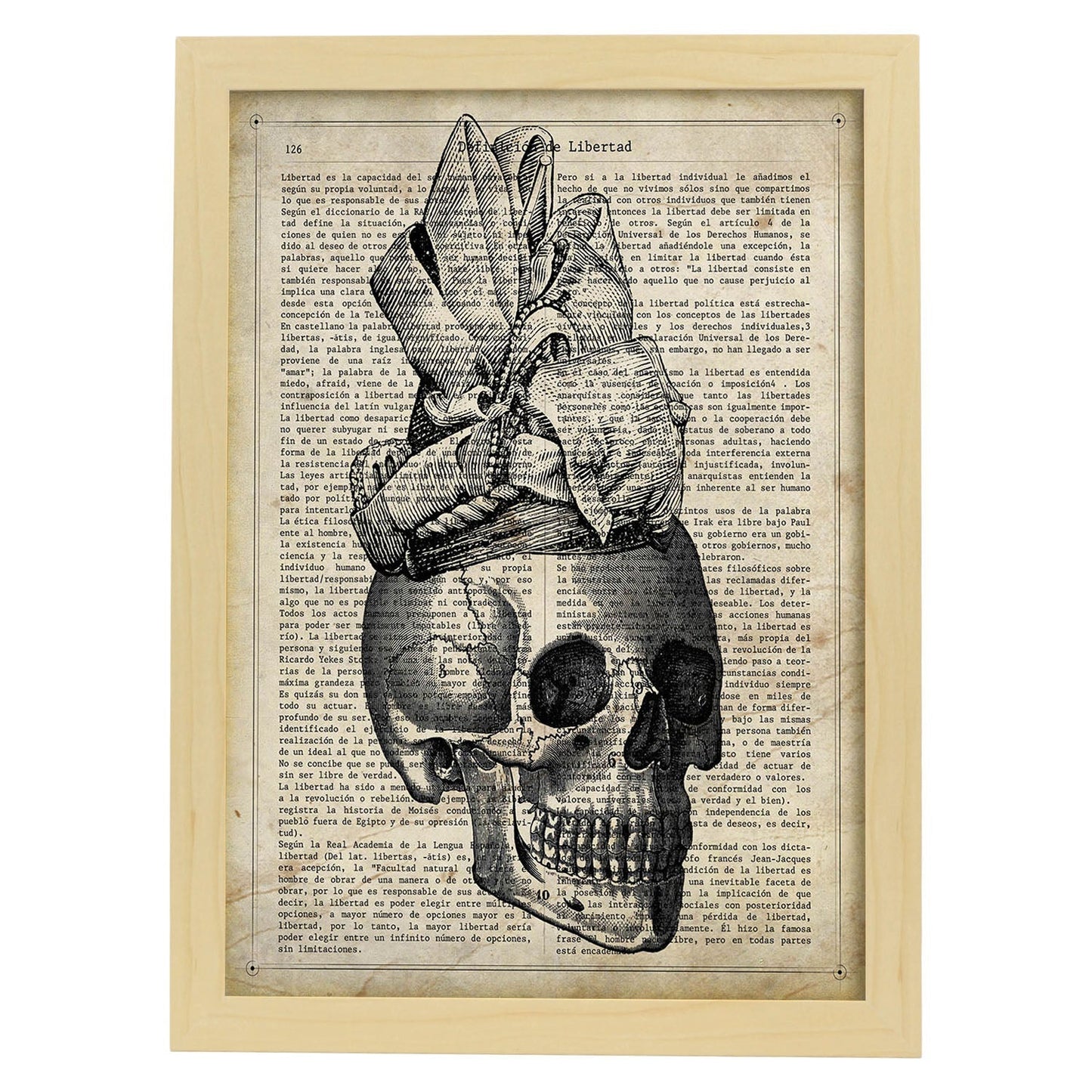 Posters de objetos vintage. Lámina Tu cara me Suena con imágenes de objetos e instrumentos vintage, con definiciones en español.-Artwork-Nacnic-A4-Marco Madera clara-Nacnic Estudio SL