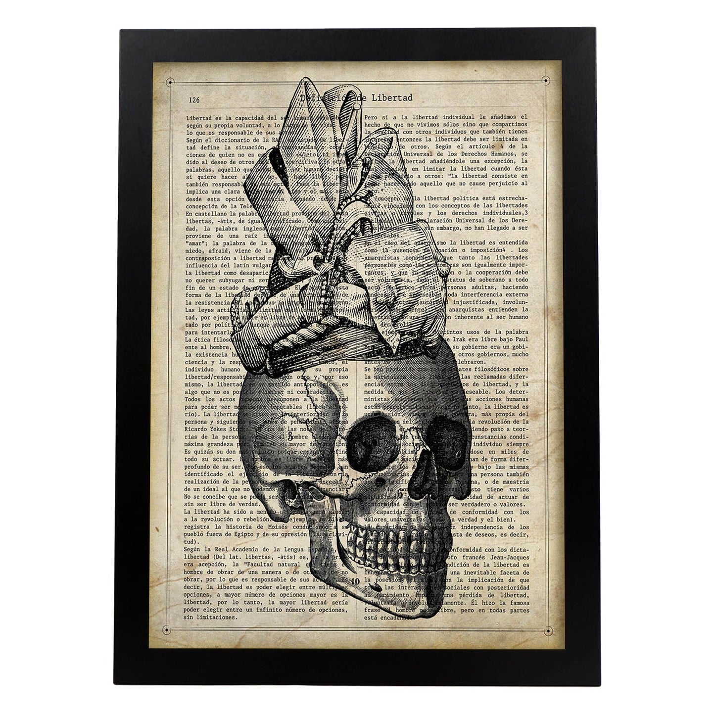 Posters de objetos vintage. Lámina Tu cara me Suena con imágenes de objetos e instrumentos vintage, con definiciones en español.-Artwork-Nacnic-A4-Marco Negro-Nacnic Estudio SL