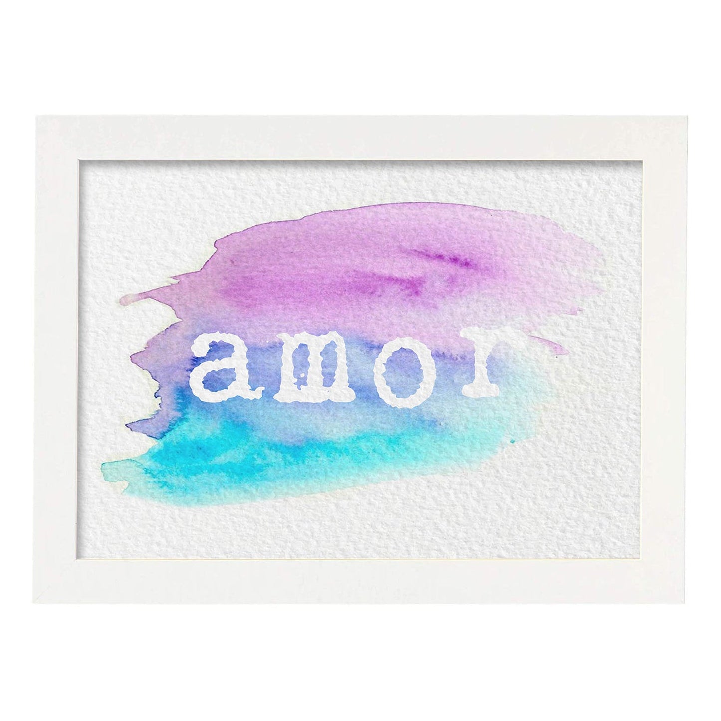 Posters de palabras coloridas. Lámina de palabra Amor 2 con diseño colorido y toques acuarela.-Artwork-Nacnic-A3-Marco Blanco-Nacnic Estudio SL