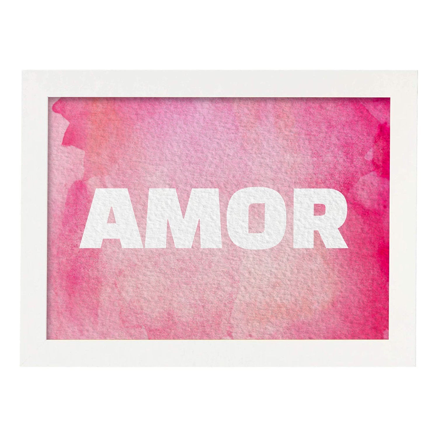 Posters de palabras coloridas. Lámina de palabra Amor con diseño colorido y toques acuarela.-Artwork-Nacnic-A3-Marco Blanco-Nacnic Estudio SL