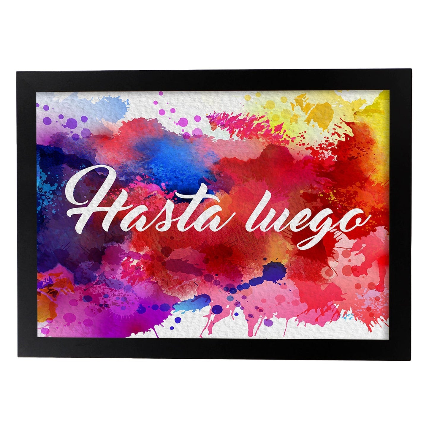 Posters de palabras coloridas. Lámina de palabra Hasta luego con diseño colorido y toques acuarela.-Artwork-Nacnic-A3-Marco Negro-Nacnic Estudio SL