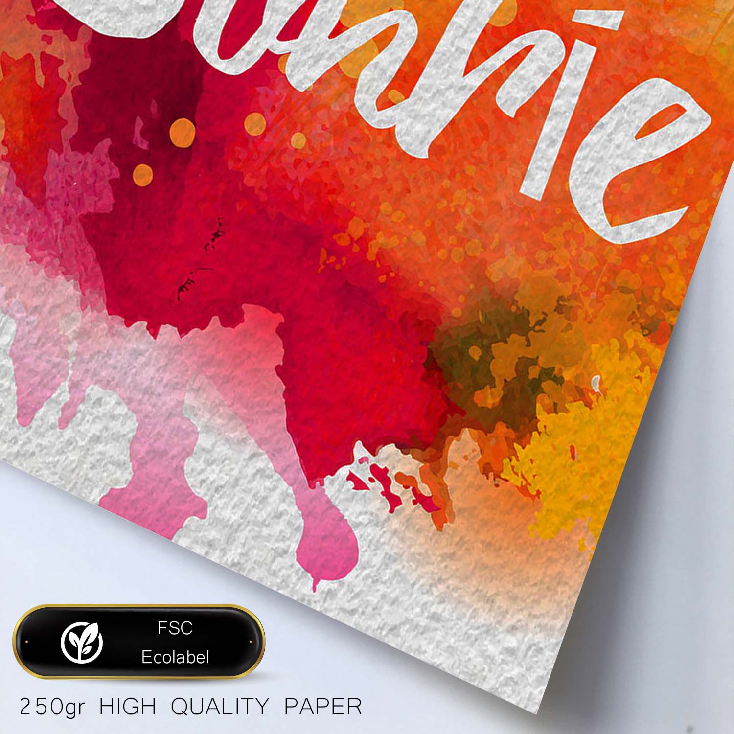 Posters de palabras coloridas. Lámina de palabra Sonrie con diseño colorido y toques acuarela.-Artwork-Nacnic-Nacnic Estudio SL