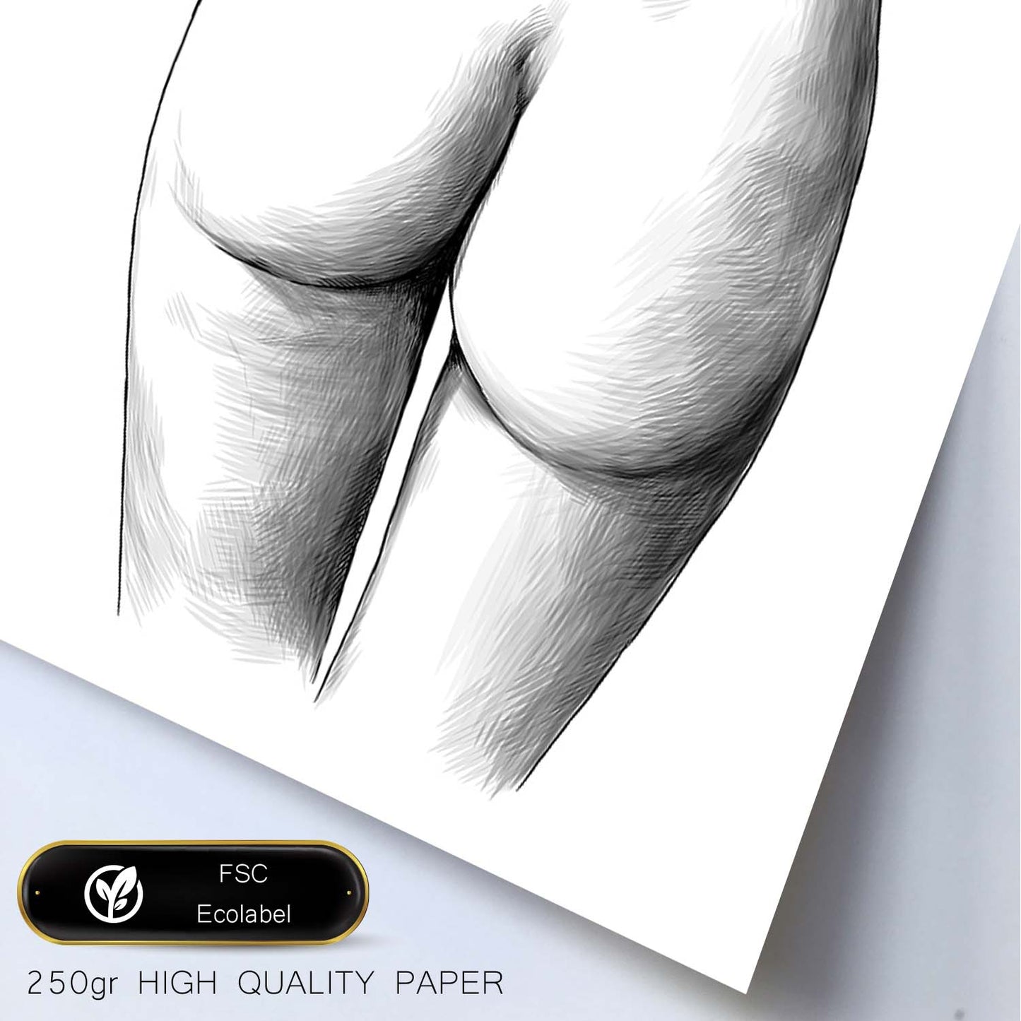 Posters eróticos. Lámina Culo dibujada con imágenes sensuales del cuerpo femenino.-Artwork-Nacnic-Nacnic Estudio SL