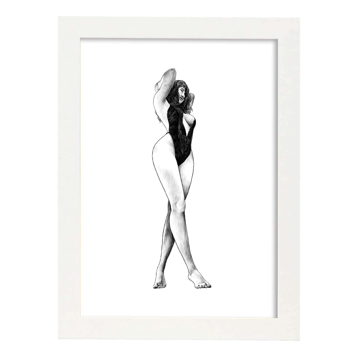 Posters eróticos. Lámina De pie 2 dibujada con imágenes sensuales del cuerpo femenino.-Artwork-Nacnic-A3-Marco Blanco-Nacnic Estudio SL