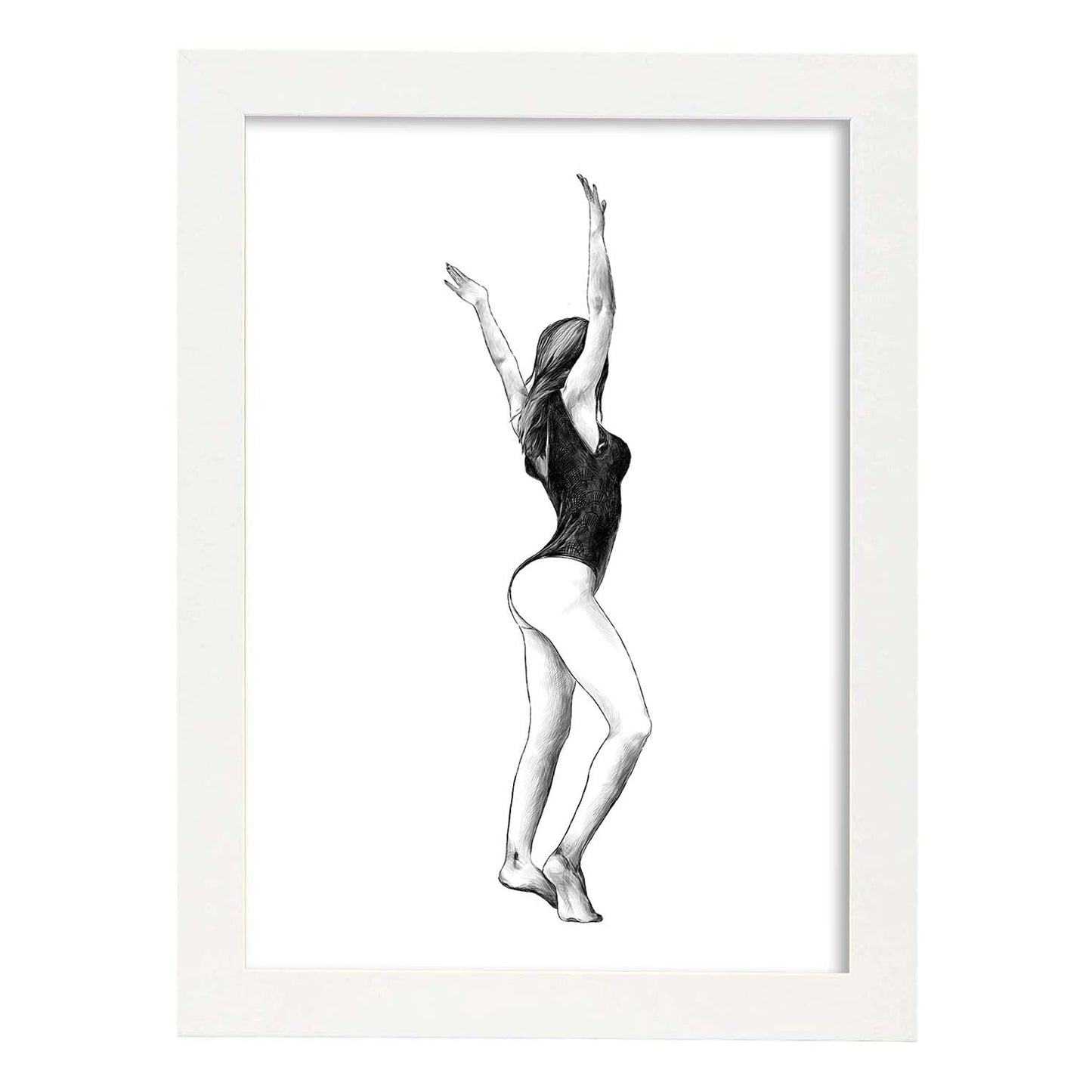 Posters eróticos. Lámina De pie dibujada con imágenes sensuales del cuerpo femenino.-Artwork-Nacnic-A3-Marco Blanco-Nacnic Estudio SL