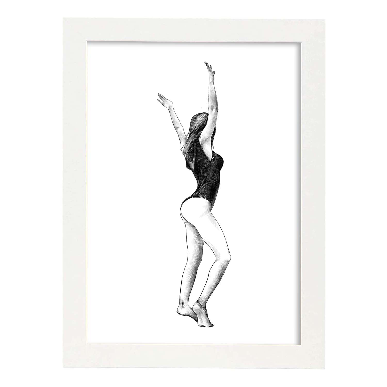 Posters eróticos. Lámina De pie dibujada con imágenes sensuales del cuerpo femenino.-Artwork-Nacnic-A3-Marco Blanco-Nacnic Estudio SL