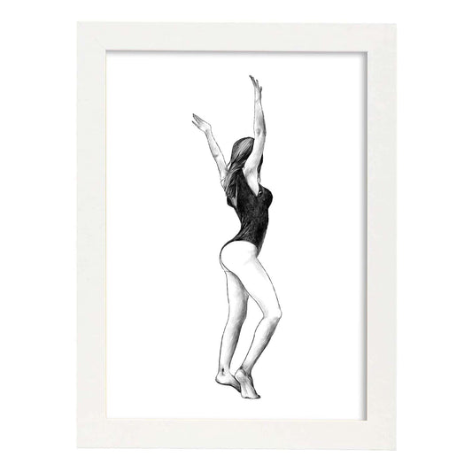 Posters eróticos. Lámina De pie dibujada con imágenes sensuales del cuerpo femenino.-Artwork-Nacnic-A4-Marco Blanco-Nacnic Estudio SL