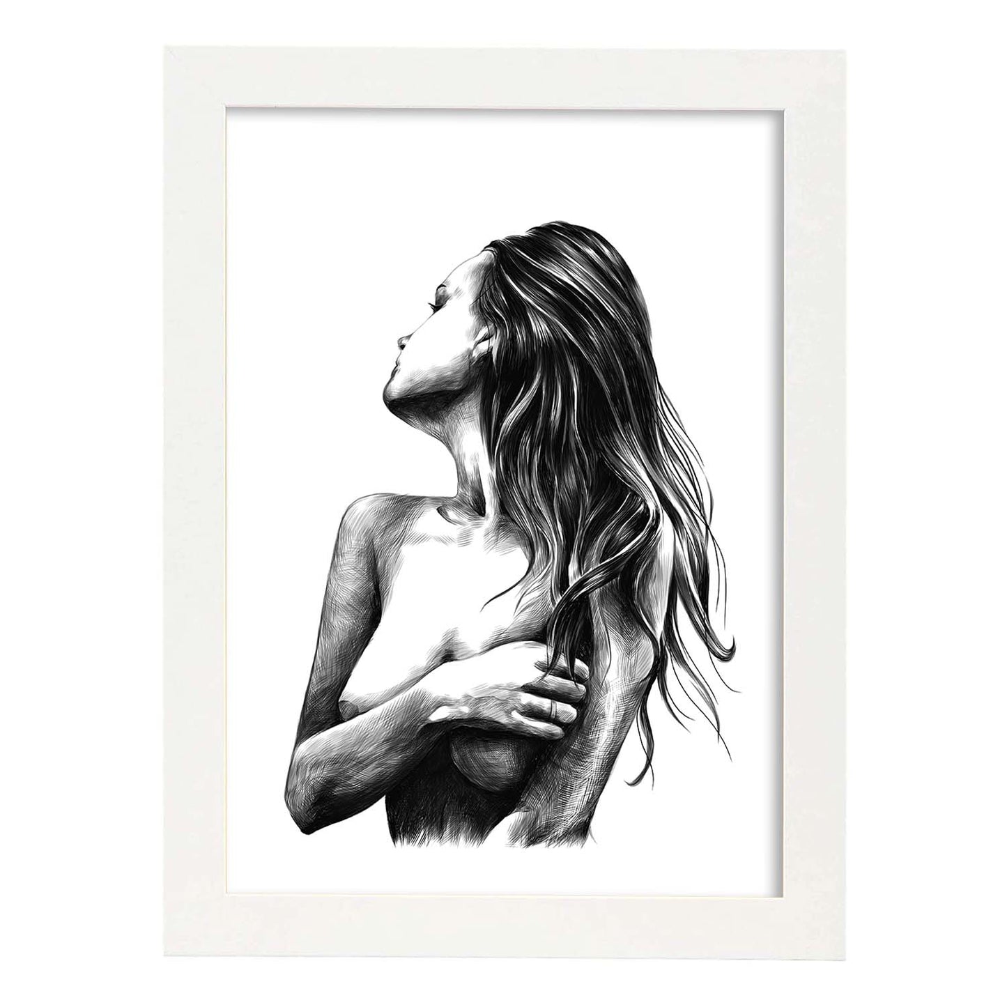 Posters eróticos. Lámina Lateral 2 dibujada con imágenes sensuales del cuerpo femenino.-Artwork-Nacnic-A3-Marco Blanco-Nacnic Estudio SL