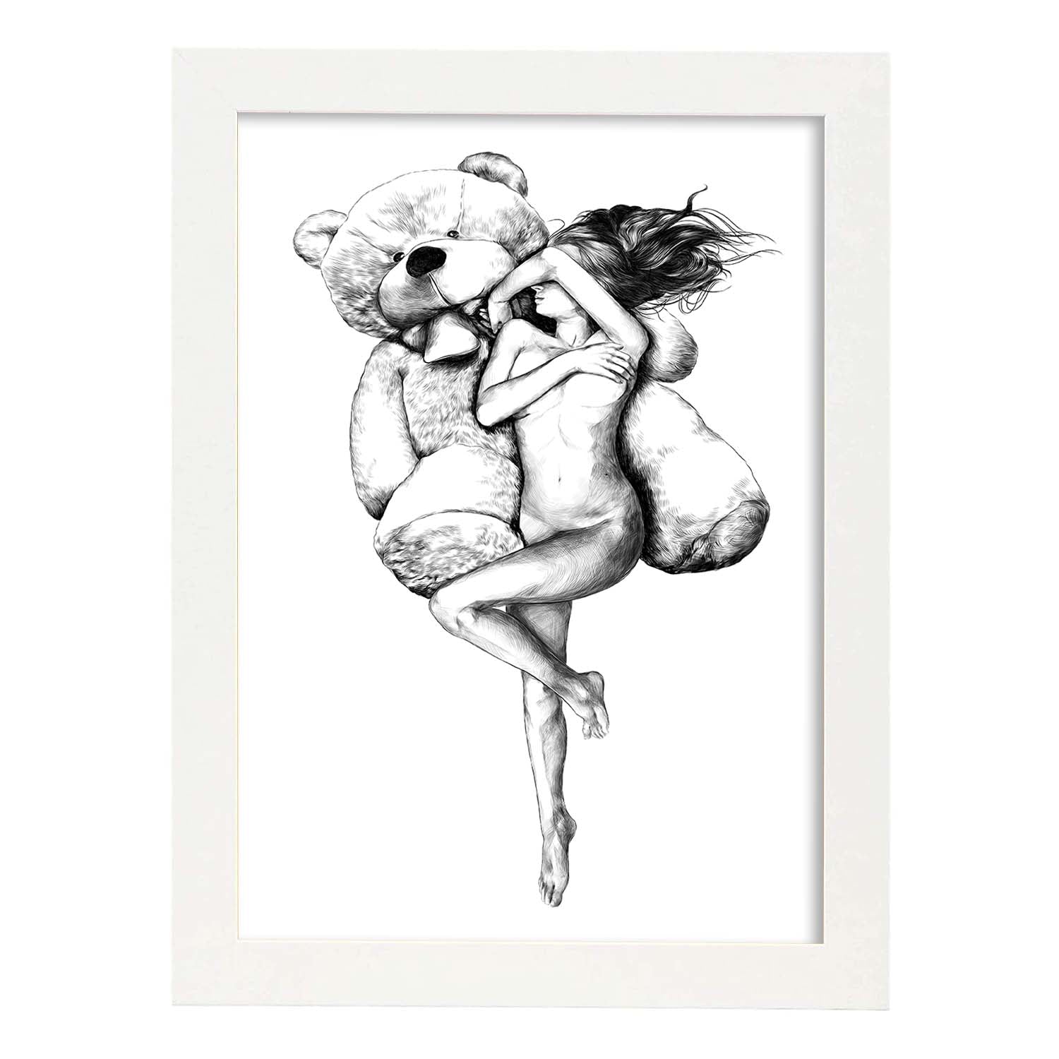 Posters eróticos. Lámina Oso dibujada con imágenes sensuales del cuerpo femenino.-Artwork-Nacnic-A3-Marco Blanco-Nacnic Estudio SL