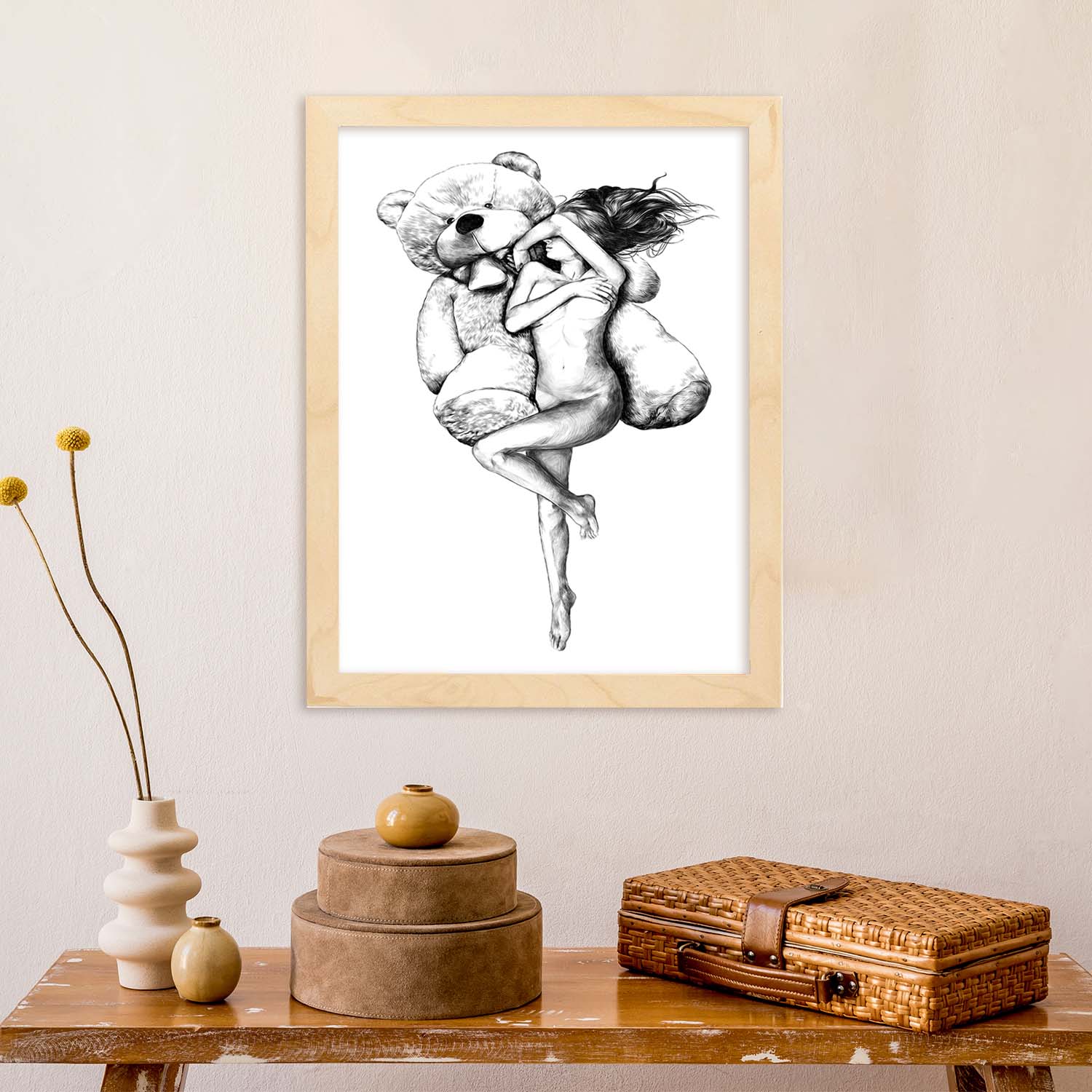 Posters eróticos. Lámina Oso dibujada con imágenes sensuales del cuerpo femenino.-Artwork-Nacnic-Nacnic Estudio SL