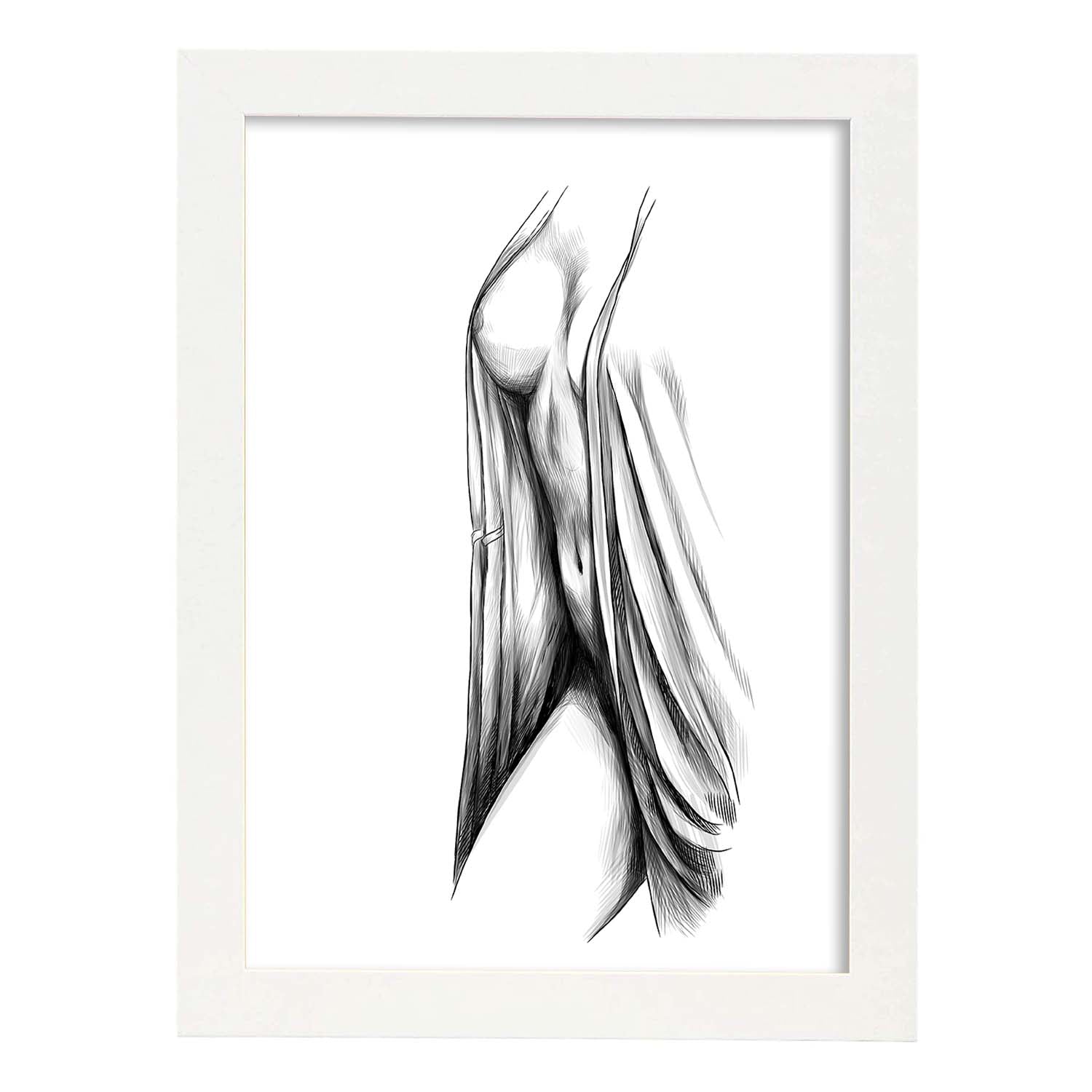 Posters eróticos. Lámina Pecho dibujada con imágenes sensuales del cuerpo femenino.-Artwork-Nacnic-A3-Marco Blanco-Nacnic Estudio SL