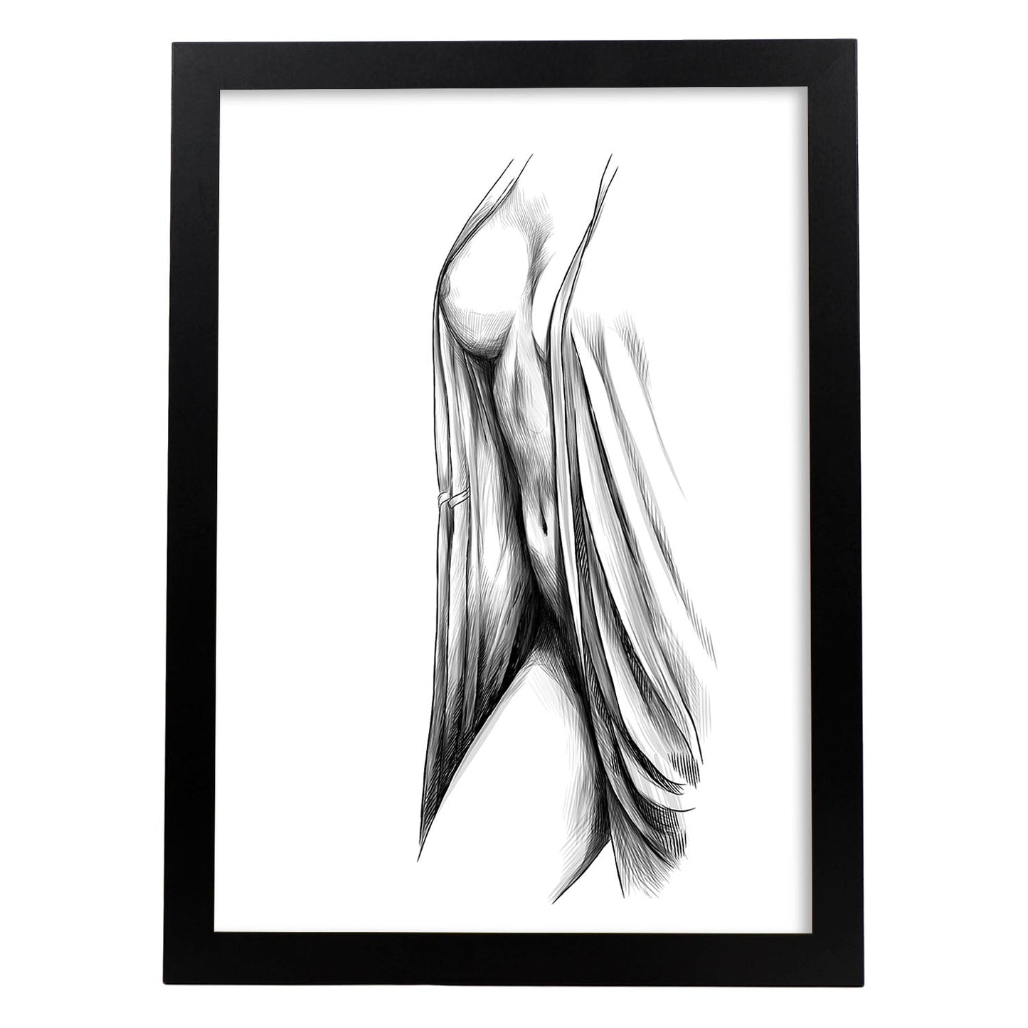 Posters eróticos. Lámina Pecho dibujada con imágenes sensuales del cuerpo femenino.-Artwork-Nacnic-A4-Marco Negro-Nacnic Estudio SL