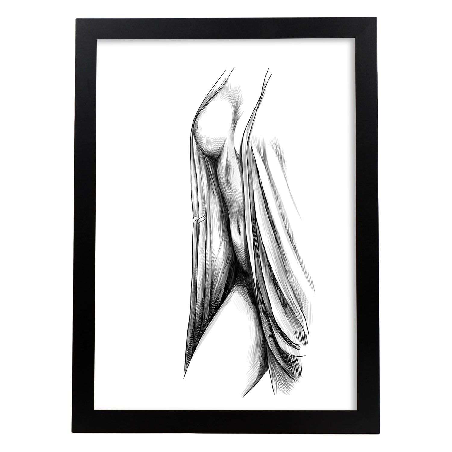 Posters eróticos. Lámina Pecho dibujada con imágenes sensuales del cuerpo femenino.-Artwork-Nacnic-A4-Marco Negro-Nacnic Estudio SL