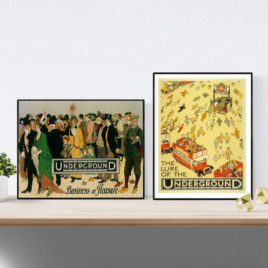 Posters vintage. Posters publicidad del mundo. Dos láminas vintage del metro de Londres.-Artwork-Nacnic-Nacnic Estudio SL