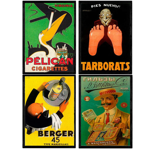 Posters vintage. Set de cuatro láminas con anuncios antiguos. Cartel vintage de tabaco y vermut.-Artwork-Nacnic-Nacnic Estudio SL