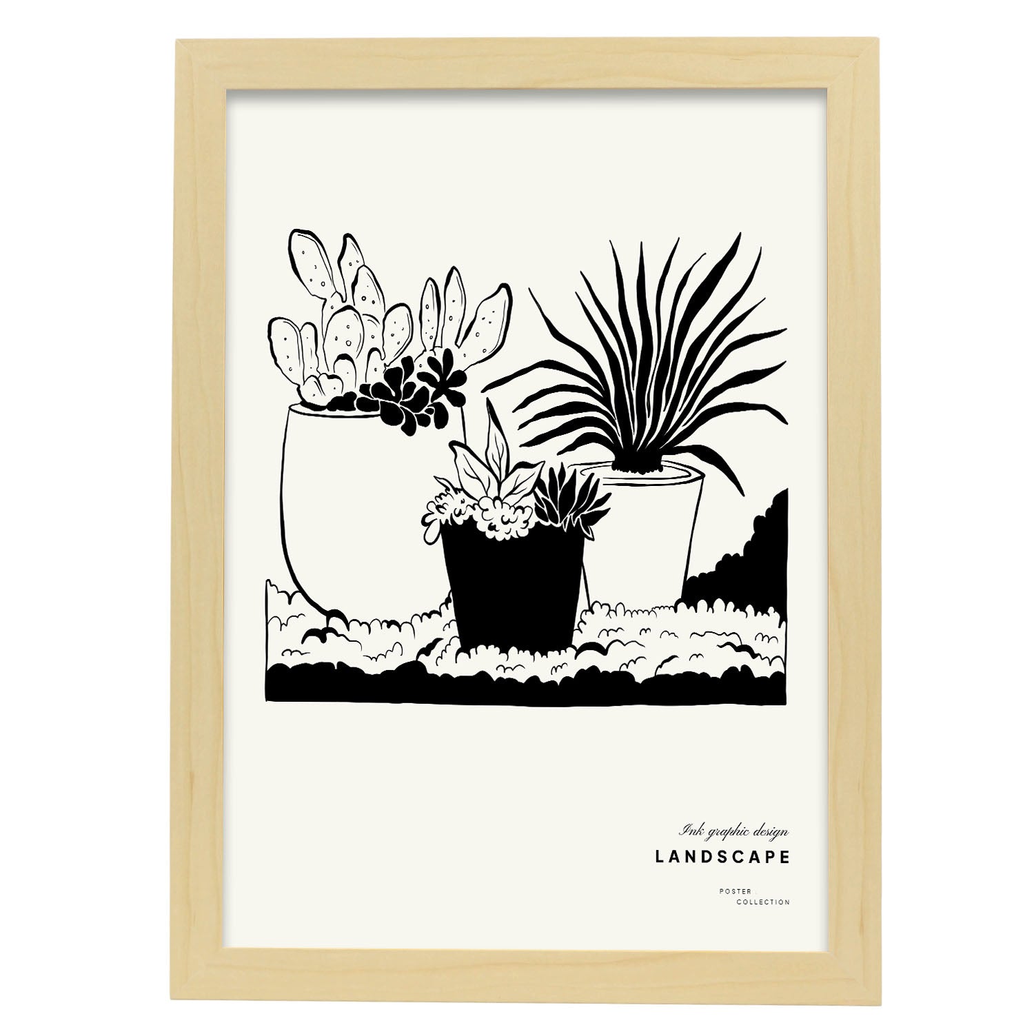 Potted Dessert Plant-Artwork-Nacnic-A3-Marco Madera clara-Nacnic Estudio SL