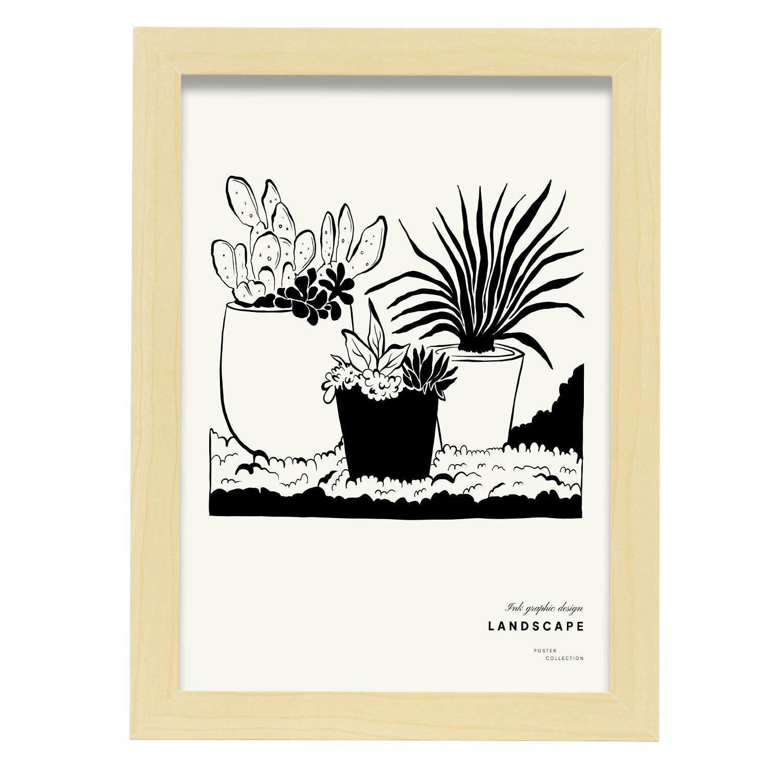 Potted Dessert Plant-Artwork-Nacnic-A4-Marco Madera clara-Nacnic Estudio SL