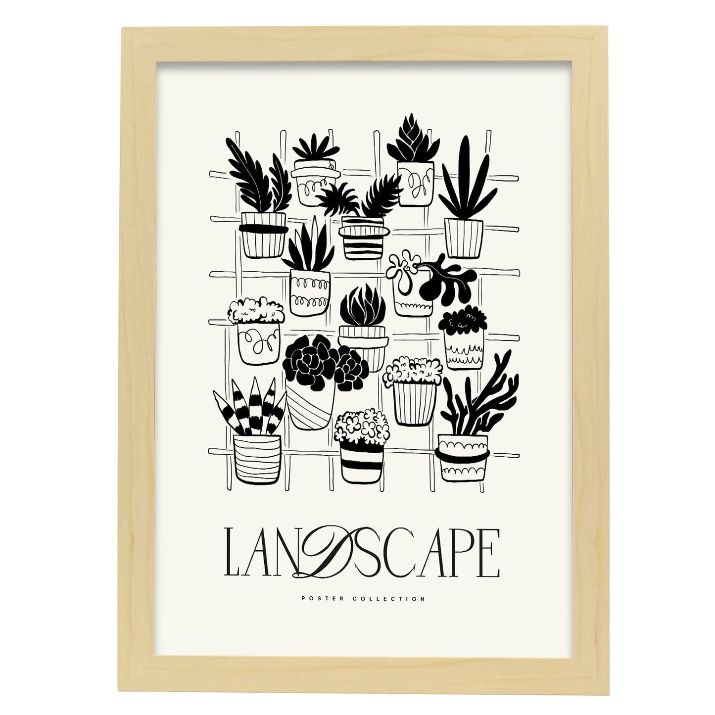 Potted Plants-Artwork-Nacnic-A3-Marco Madera clara-Nacnic Estudio SL