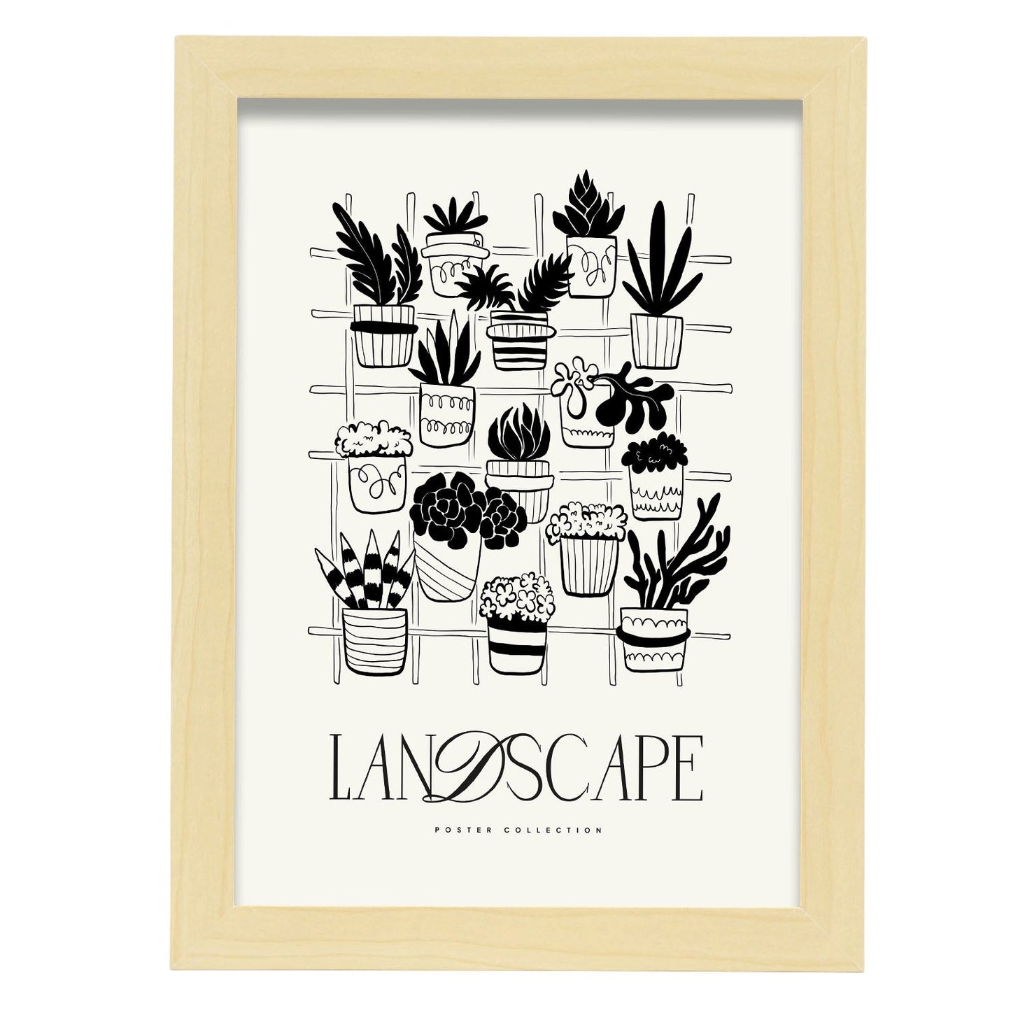 Potted Plants-Artwork-Nacnic-A4-Marco Madera clara-Nacnic Estudio SL
