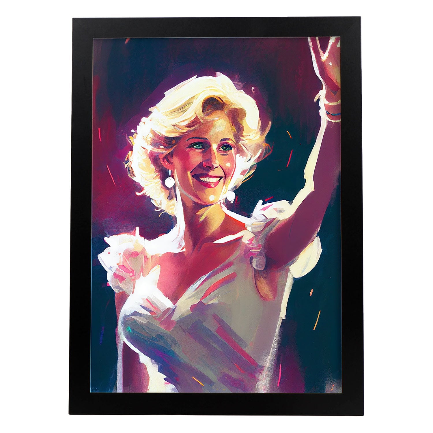 Princesa Nacnic Diana Waving Pixar Style Dynamic Figura Dra. Estampados de arte de pared estético para el diseño de dormitorio o sala de estar.-Artwork-Nacnic-A4-Sin marco-Nacnic Estudio SL