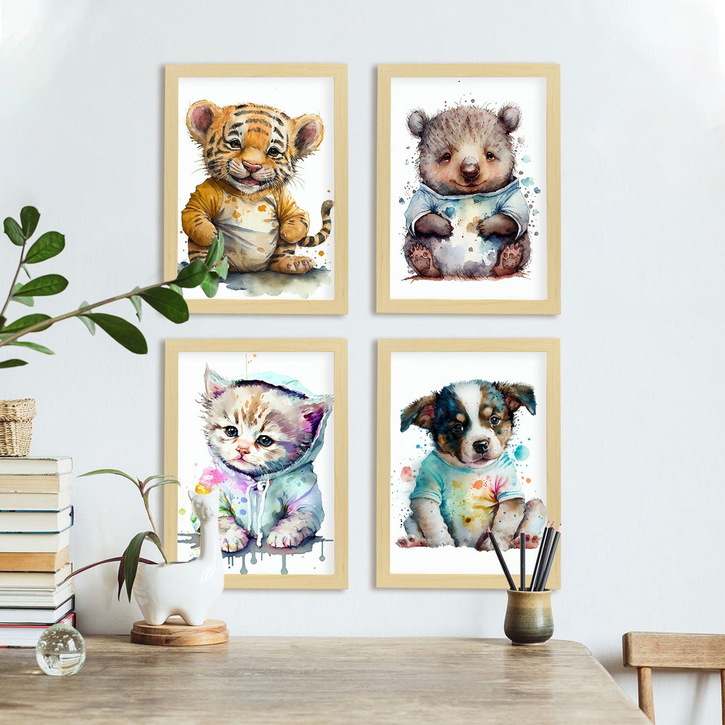 Pupa de gatito nacnico Tiger Wombast Animales. Estampados de arte de pared estético para el diseño de dormitorio o sala de estar-Artwork-Nacnic-Nacnic Estudio SL