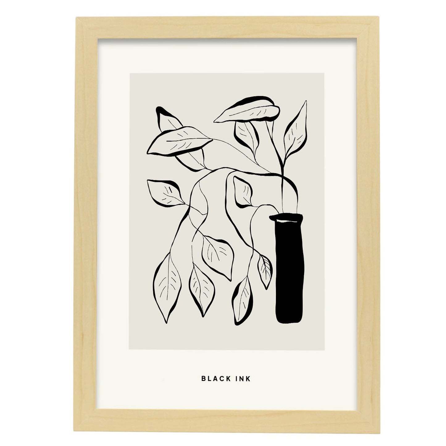 Rubber Plant-Artwork-Nacnic-A3-Marco Madera clara-Nacnic Estudio SL