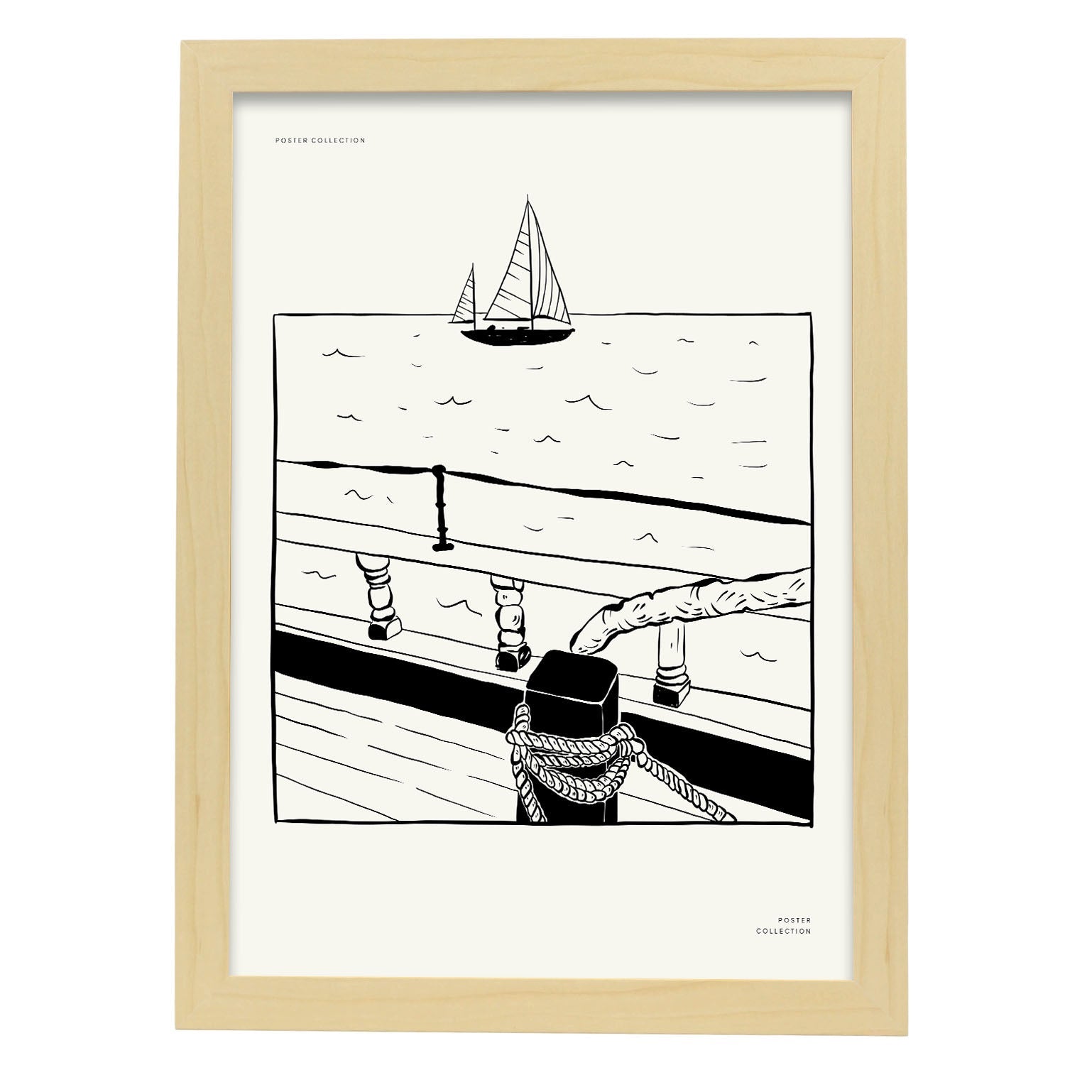 Sailboat-Artwork-Nacnic-A3-Marco Madera clara-Nacnic Estudio SL