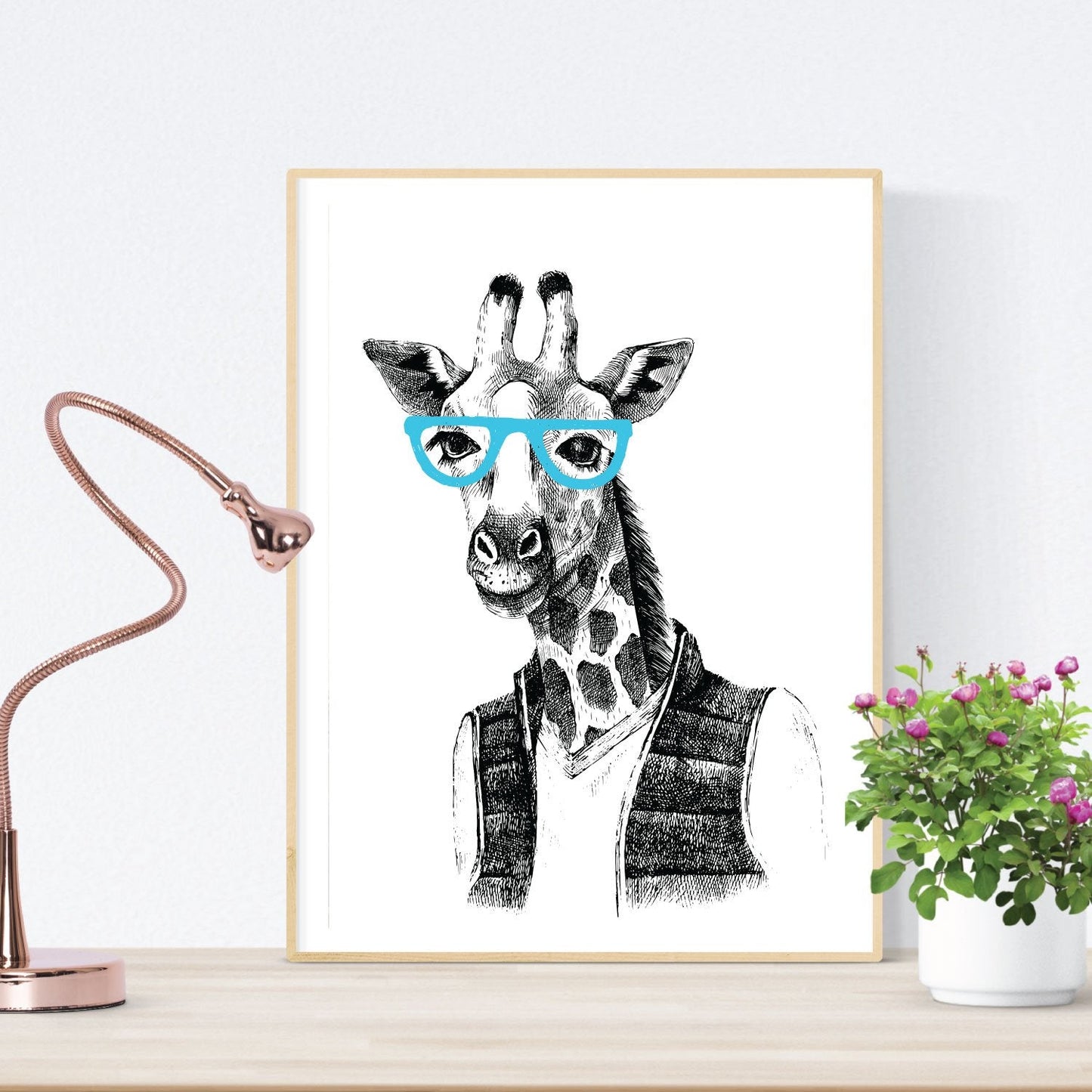 Satz von zwei ILLUSTRATED TIERE. Satz von zwei Poster zum Rahmen mit Illustrationen von Tieren. Geschenk für die Freunde der Tiere. Inneneinrichtung Papier 250 Gramm hohe Qualität. Nacnic-Artwork-Nacnic-Nacnic Estudio SL