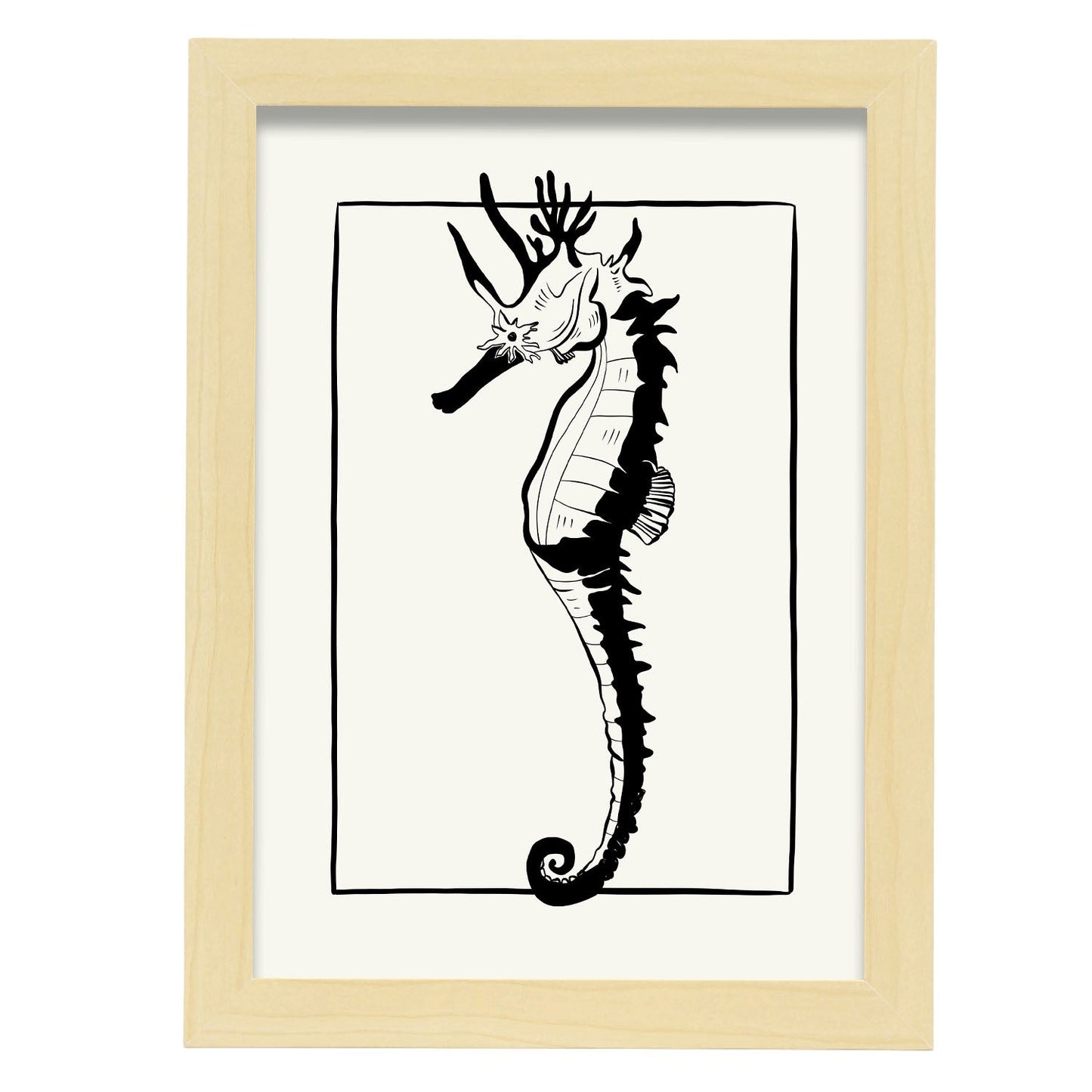 Sea Horse-Artwork-Nacnic-A4-Marco Madera clara-Nacnic Estudio SL