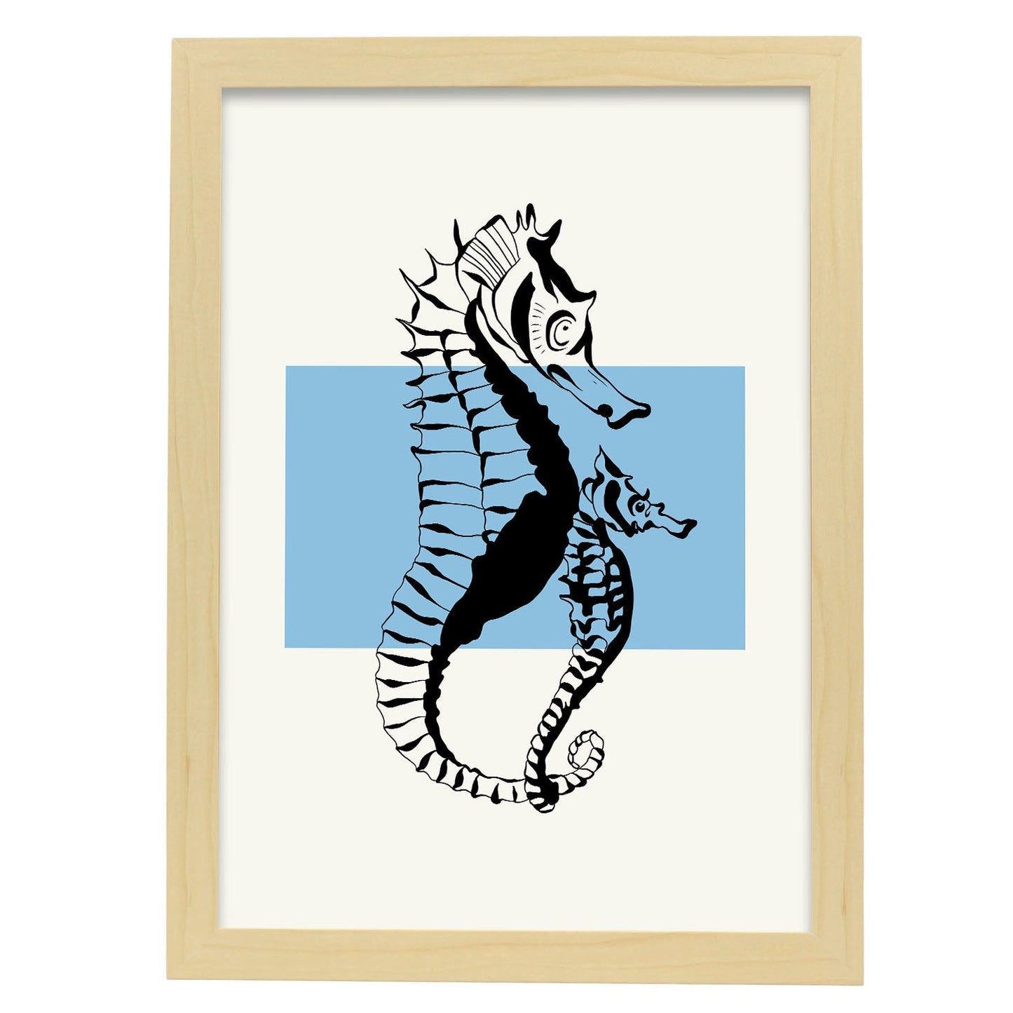 Seahorses-Artwork-Nacnic-A3-Marco Madera clara-Nacnic Estudio SL