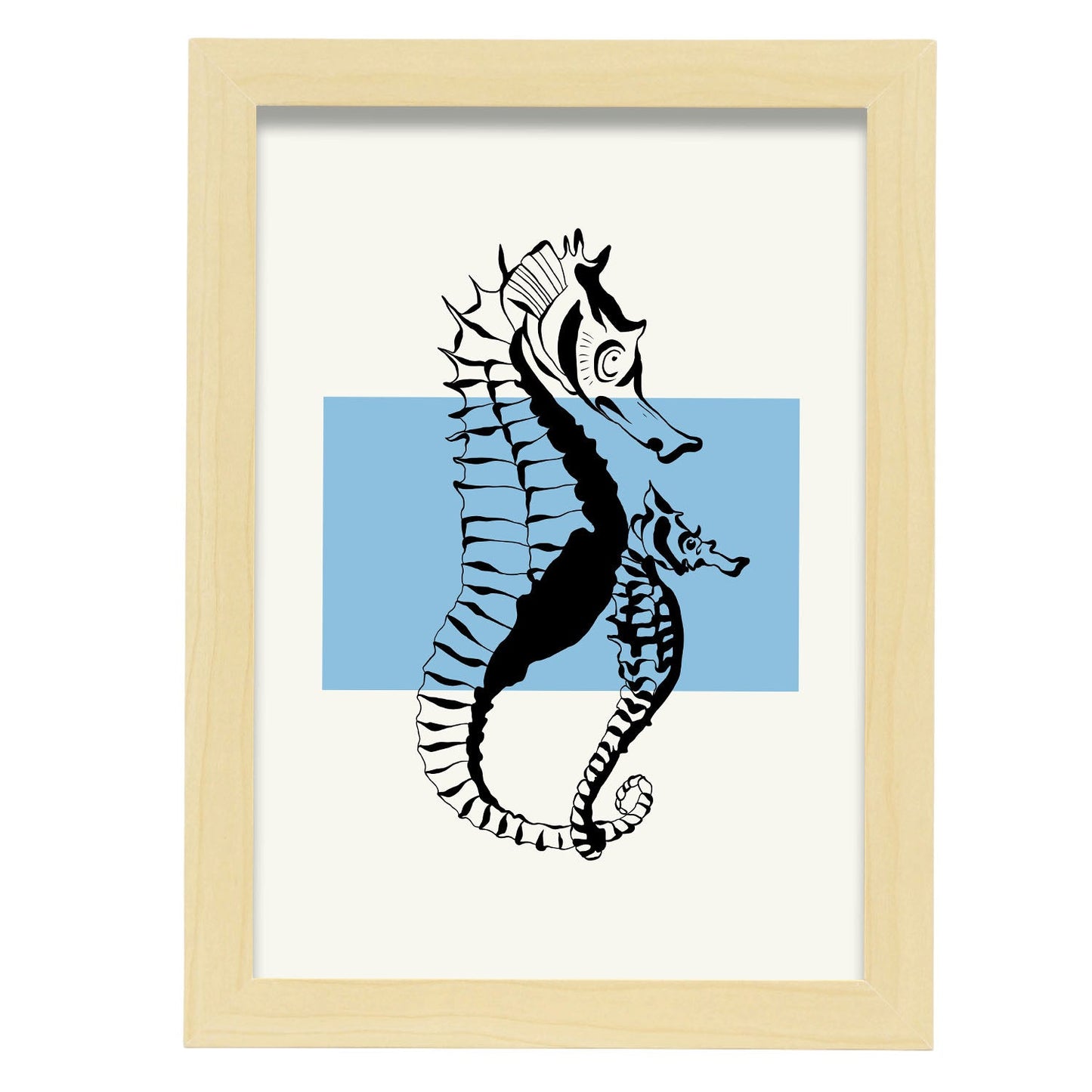 Seahorses-Artwork-Nacnic-A4-Marco Madera clara-Nacnic Estudio SL